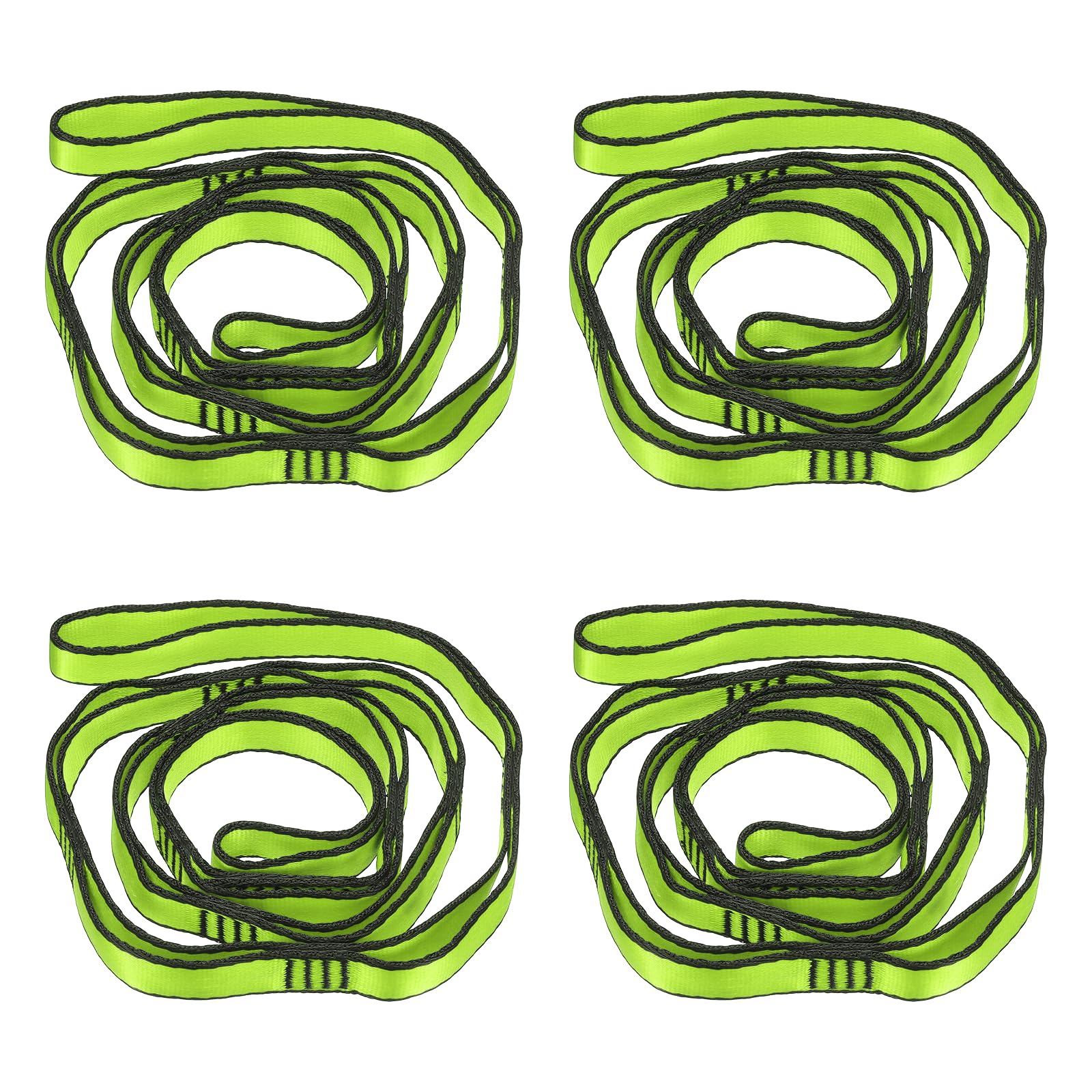 PATIKIL 51 Inch Daisy Chain Straps, 4 Pack Strong Climbing Strap Adjustable Nylon Chain Sling with 8 Loops for Aerial Yoga Hammock Swing, Green