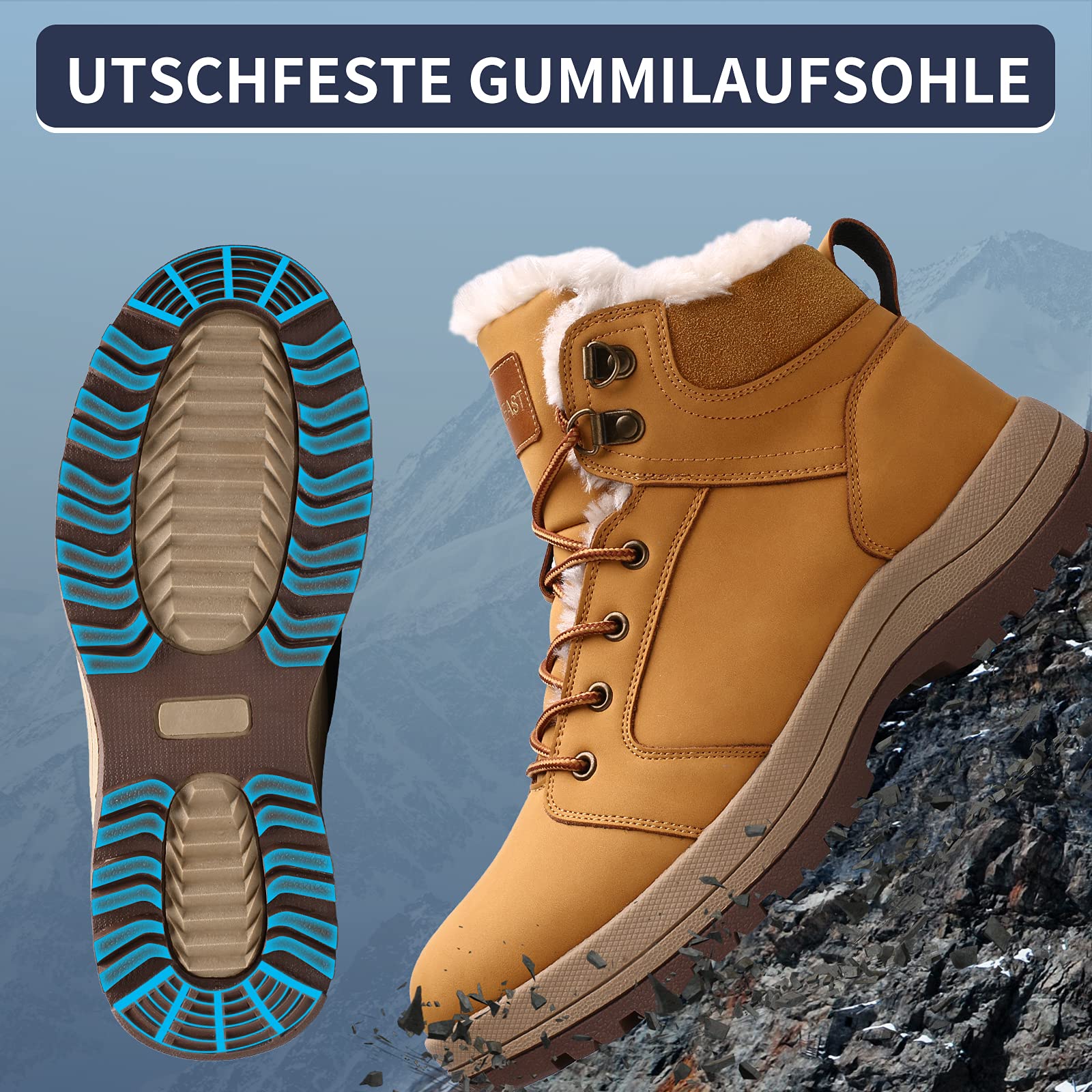 visionreast impermeabile scarpe invernali Fodera calda scarponi da neve unisex inverno scarpe da trekking laccio Stivali invernali per uomo donna all'aperto antiscivolo