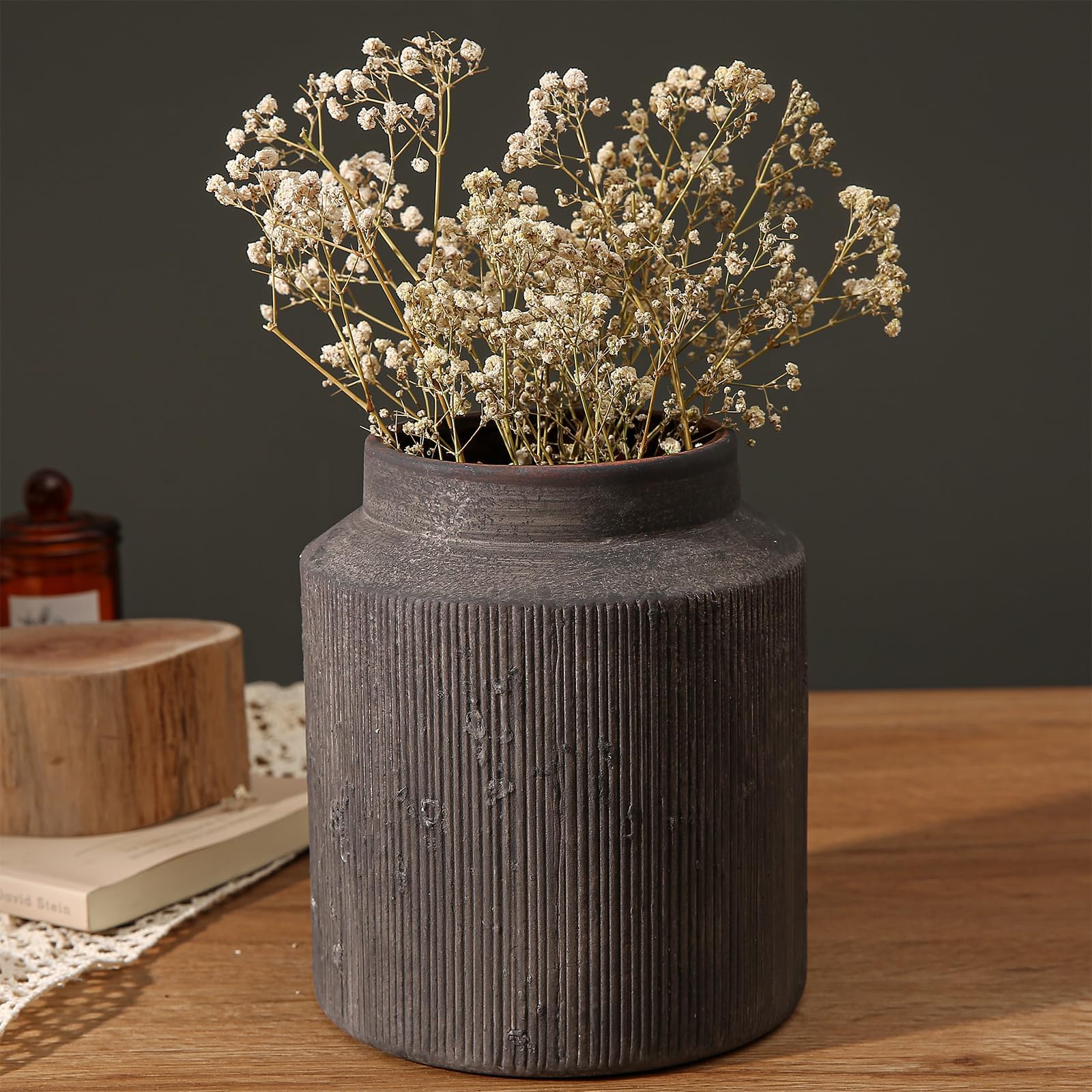 ZSHLXM Farmhouse Terracotta Vase - Rustic & Vintage, Suitable for Home Decor, Living Room, Shelf & Dining Table, 6.1IN
