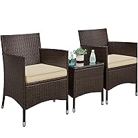 Yaheetech Set Mobili da Giardino 2 Poltrone e 1 Tavolino in Rattan PE Impermeabile