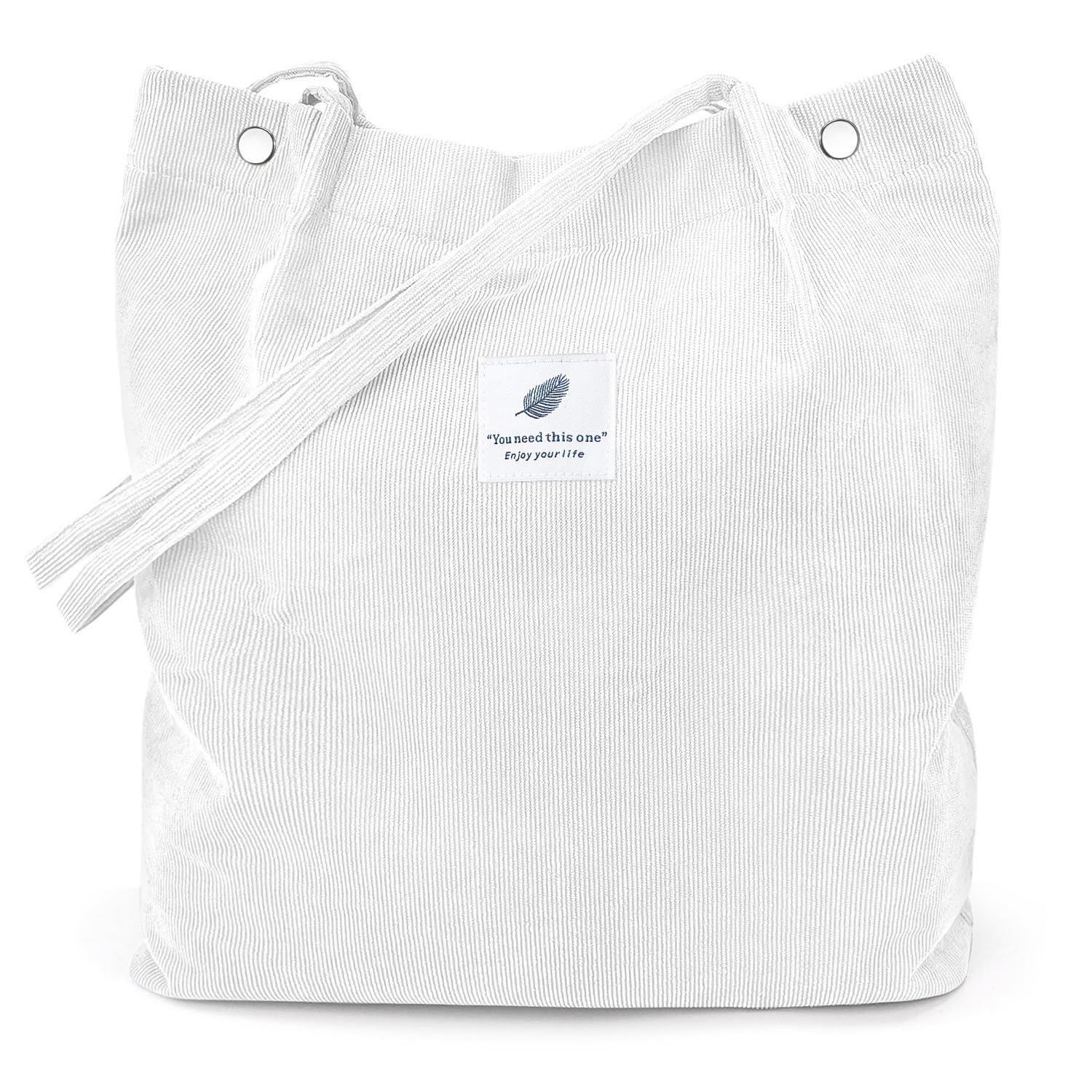 LHMTQVK Corduroy Tote Bags for Women, Large Capacity Tote Purse Reusable Grocery Shoulder Bag with Inner Pockets