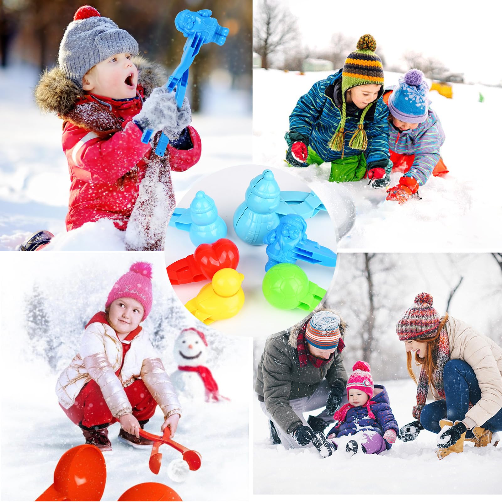MOOKLIN ROAM - Lot De 4 Pinces à Boules De Neige - Formes Canard, Cœur, Bonhomme De Neige Et Foot - Couleurs Aléatoires