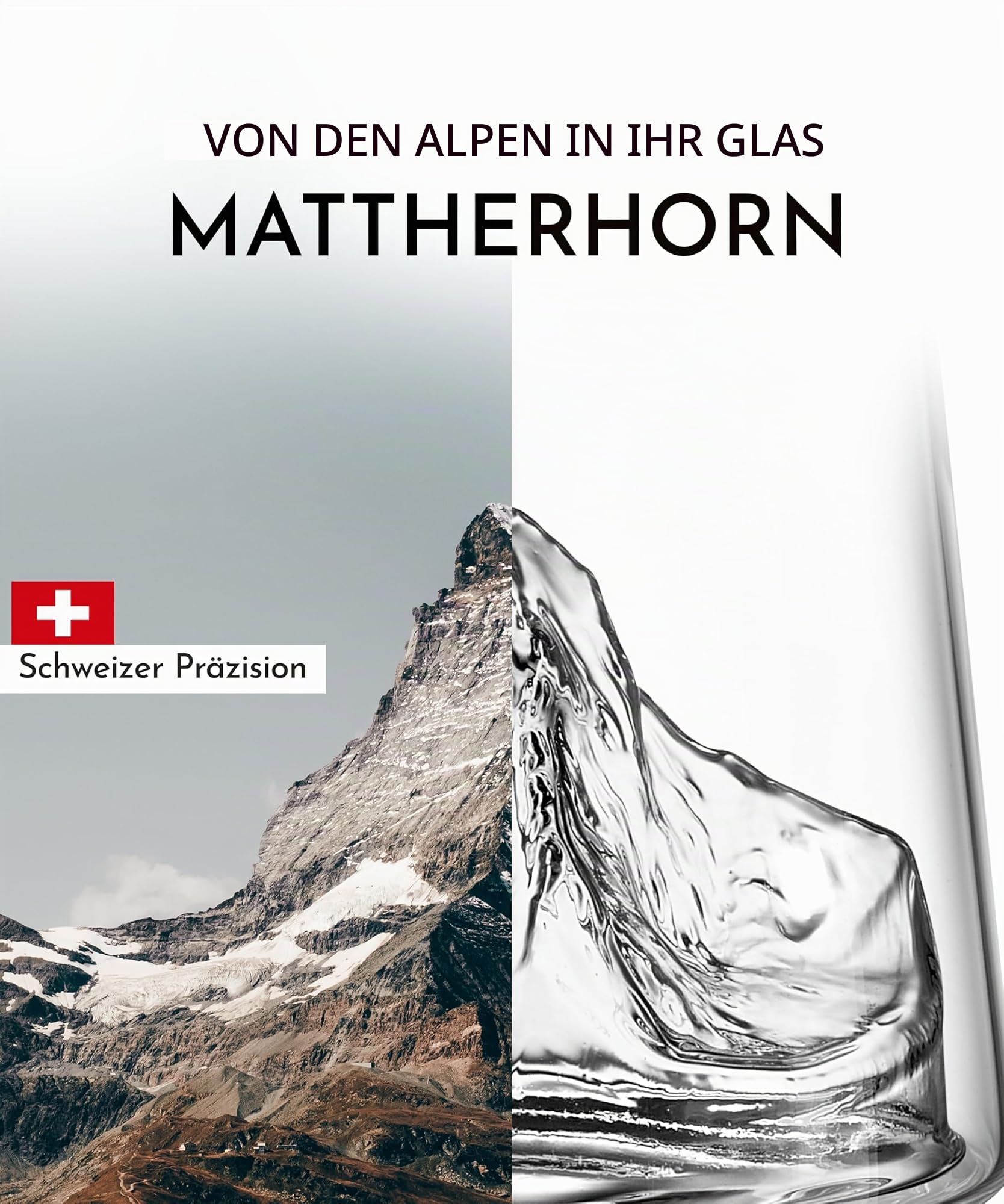 Premium Karaffe glas mit Bergen drin – Wasserkaraffe Glas 1L, Glaskaraffe mit Deckel, Borosilikatglas, mundgeblasen & handgefertigt