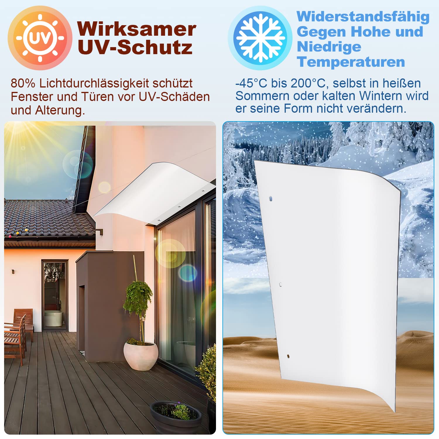Outsunny Schuurluifel Voor Voordeur 80 X 195 X 23 Cm 5 Mm Polycarbonaat Aluminium Transparant~0v433l3fa1g01