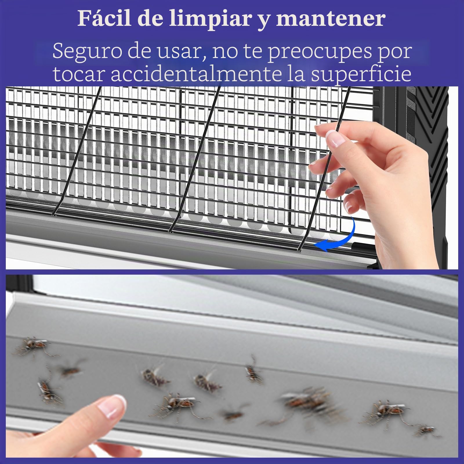 PALONE Lampara Antimosquitos 3200V, Mata Mosquitos Electrico 2UV LED de Pared con Cable, Eliminación Física de Mosquitos a Gran Escala, Antimosquitos para Moscas, Mosquitos y Otros Insectos