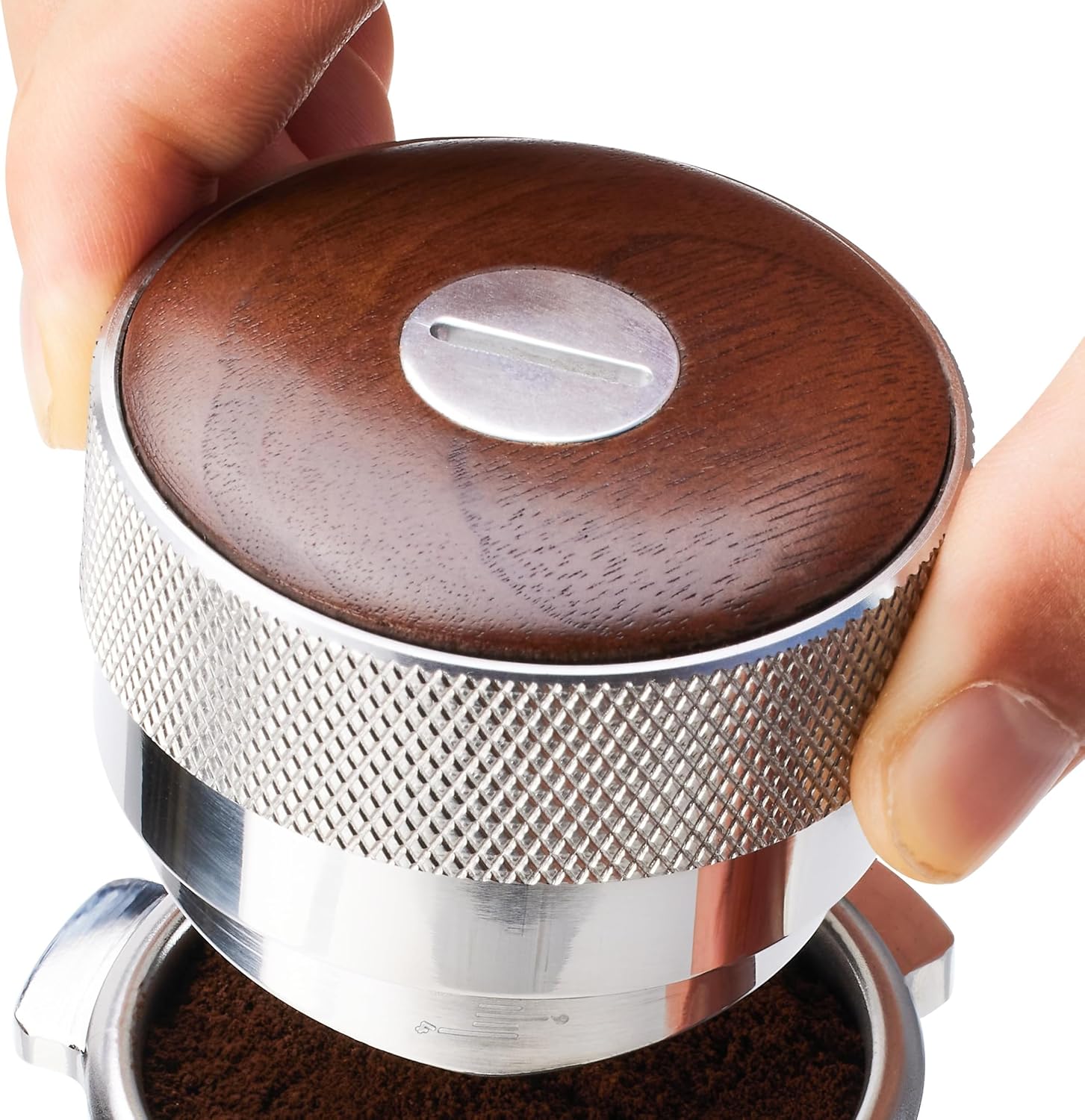 54mm distributor called Adjustable Depth espresso leveler Compatible with Breville Machine Accessories The coffee leveler Made of Stainless Steel and Walnut wood
