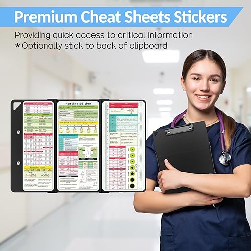 Miniatura 6 de Sooez Portapapeles plegable de enfermería resistente, portapapeles plegable de aluminio de 3 capas con correa elástica, soporte para bolígrafo y