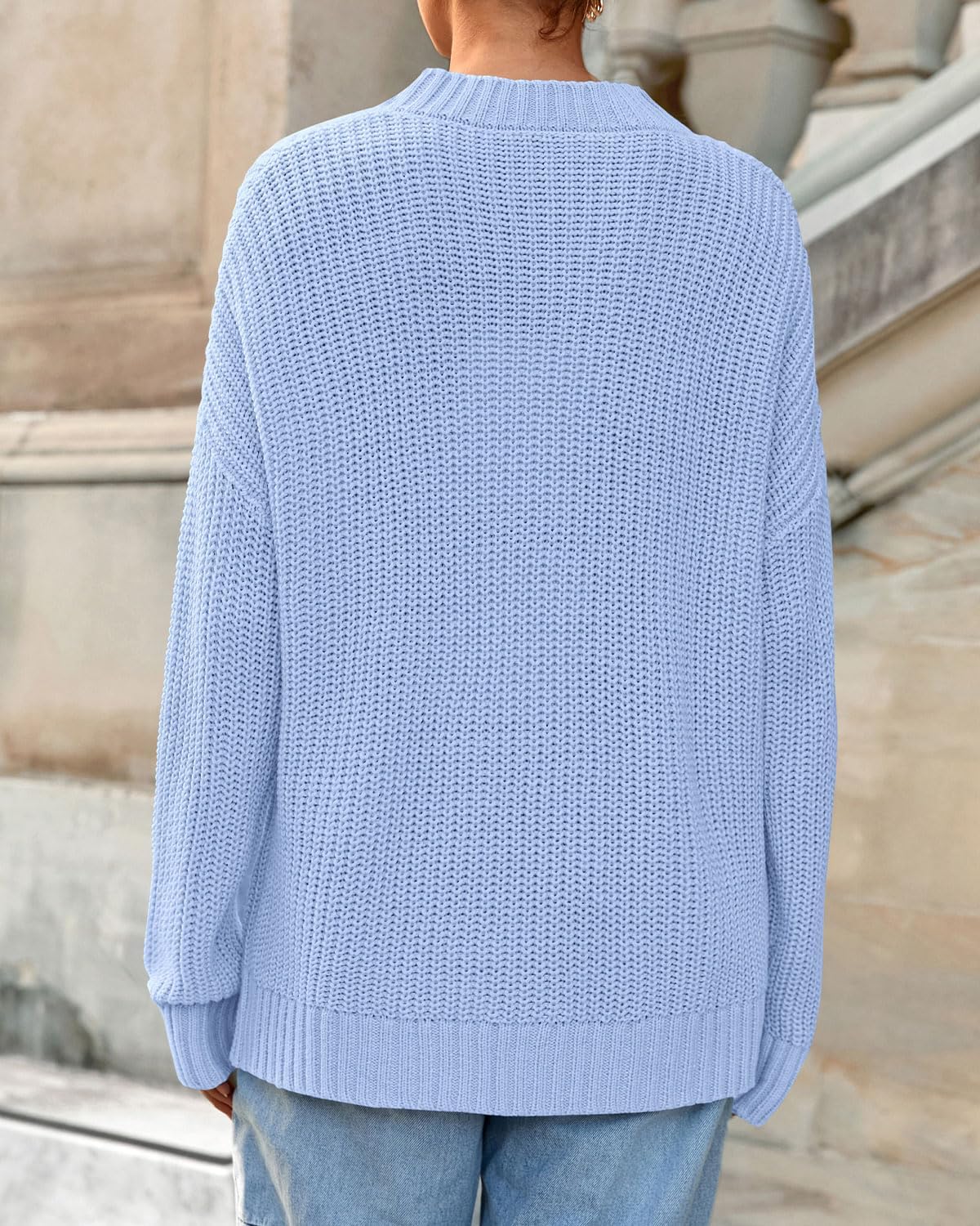 Zenlonr Women Long Sleeve Sweaters 2025 Fall Winter Ribbed Knit Pullover Sweater Casual Loose Crewneck Split Jumper Tops - Image 5