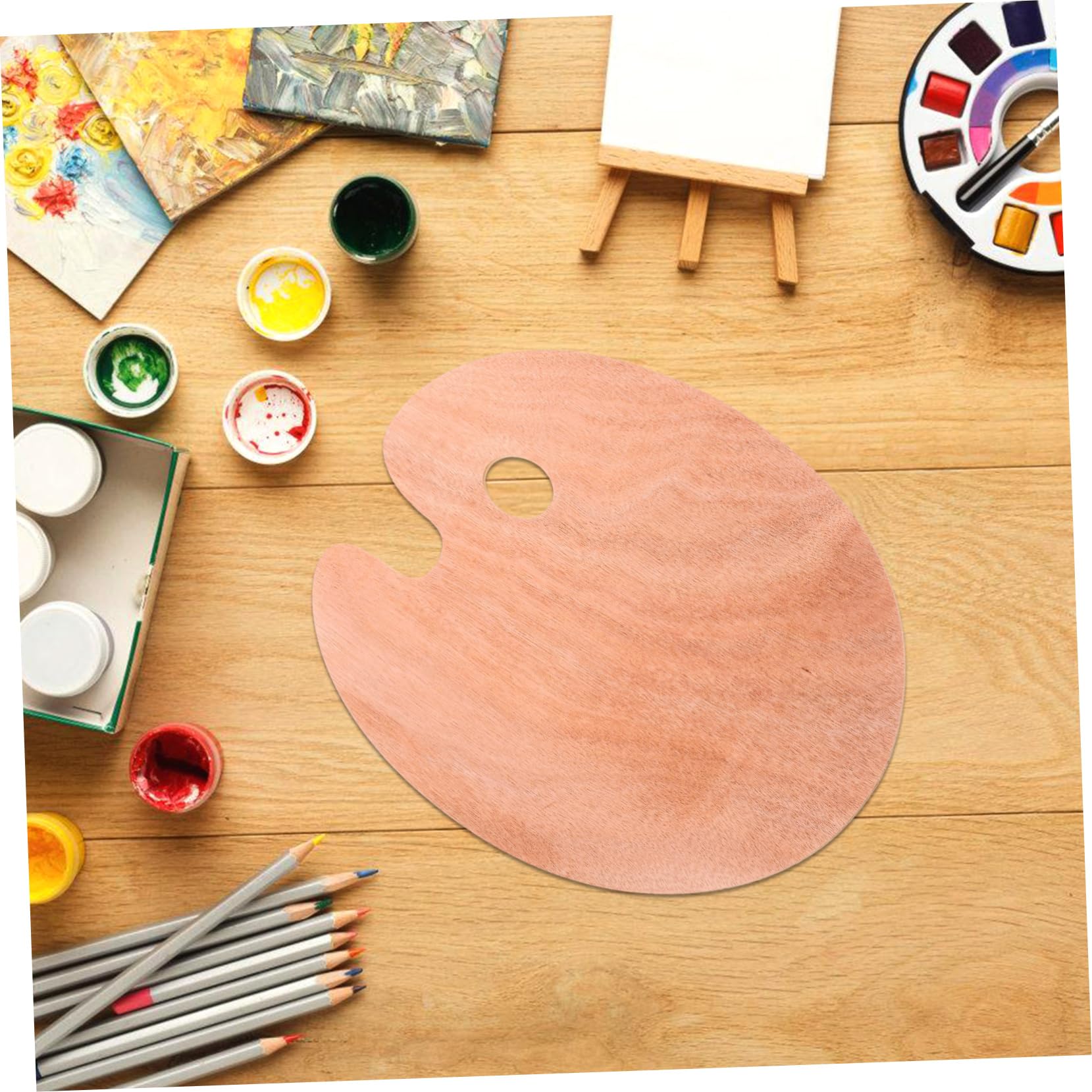 Housoutil 5 Pièces Palette de Peinture Ovale avec Trou pour Pouce Surface Lisse Antidérapante Palette Ergonomique pour Artistes
