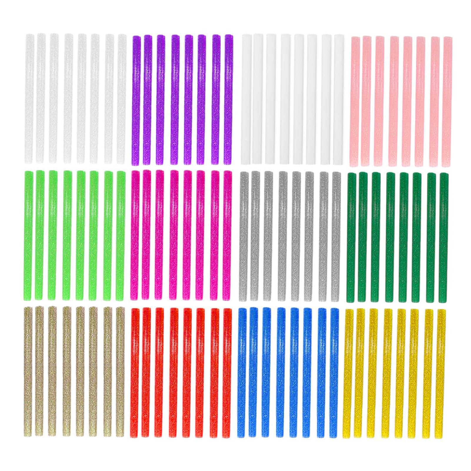 Wenrescry 96 Pcs 7x100mm Hot Glue Sticks, Colorful Glitter Glue Sticks for Hot Glue Gun, Multi-Color Material for Crafts, Decoration and Crafts, 12 Colors