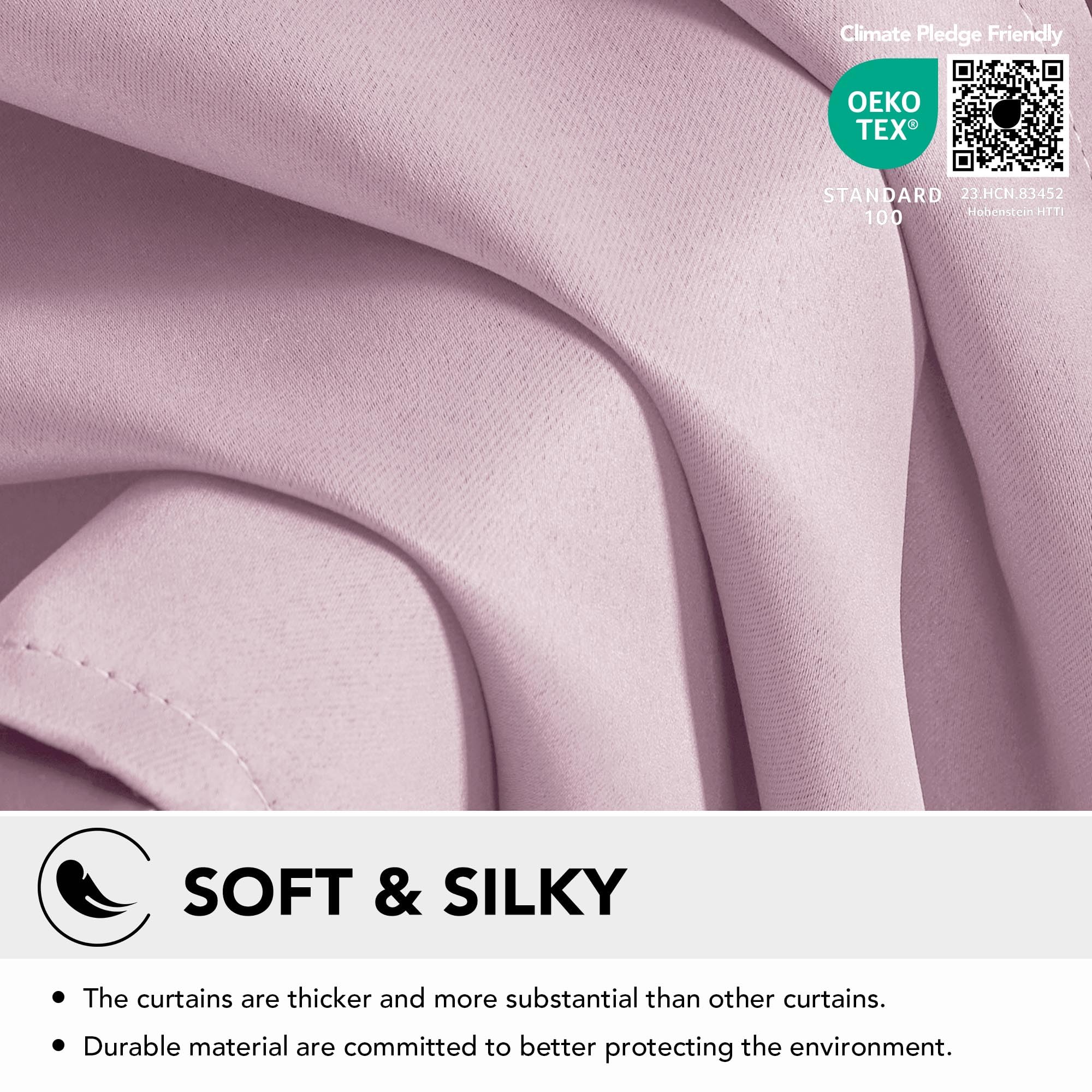 Deconovo Tende Oscuranti per Interni 2 Pezzi 245 CM Altezza, Termiche Isolanti, Anti-Rumore, con Anelli, Ideali per Camera da Letto e Soggiorno, 140x245 CM, Rosa Chiaro