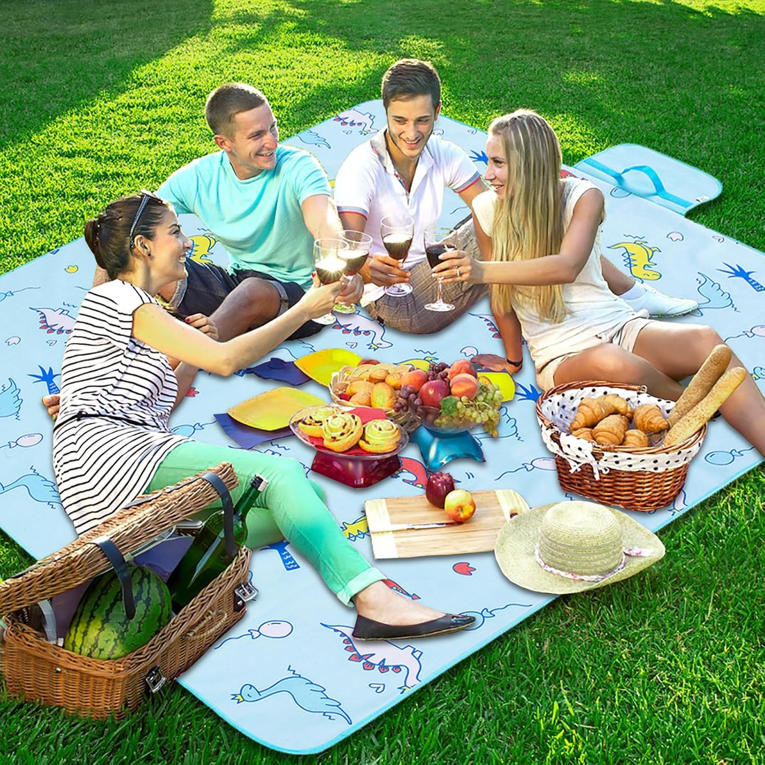 Large Picnic Blanket Waterproof Sand Free Beach Mat Foldable Picnic Mat Sandproof Beach Blanket Extra Large Grass Concert Blanket for Sporting Events, Family Picnic, Camping, Travel, Park - Image 2
