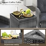 KOTEK 5 Pieces Patio Furniture Set with Ottomans, Wicker Patio Conversation Set with Coffee Table & Cushions, PE Rattan Outdoor Lounge Chairs for Backyard, Porch, Poolside (Mix Grey- Grey)