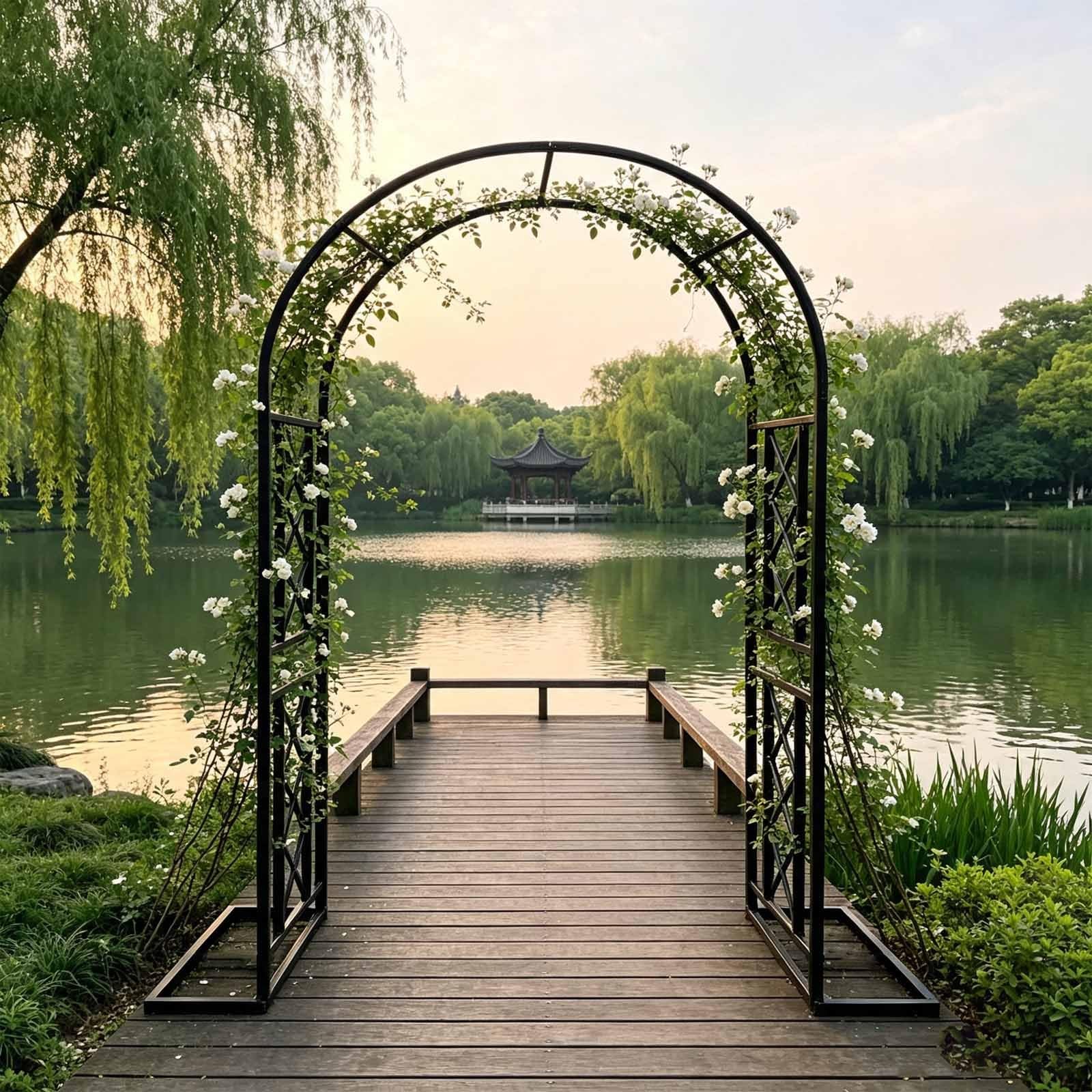 Arcos metálicos para jardín, enrejados, Arcos para Rosales, pérgolas
