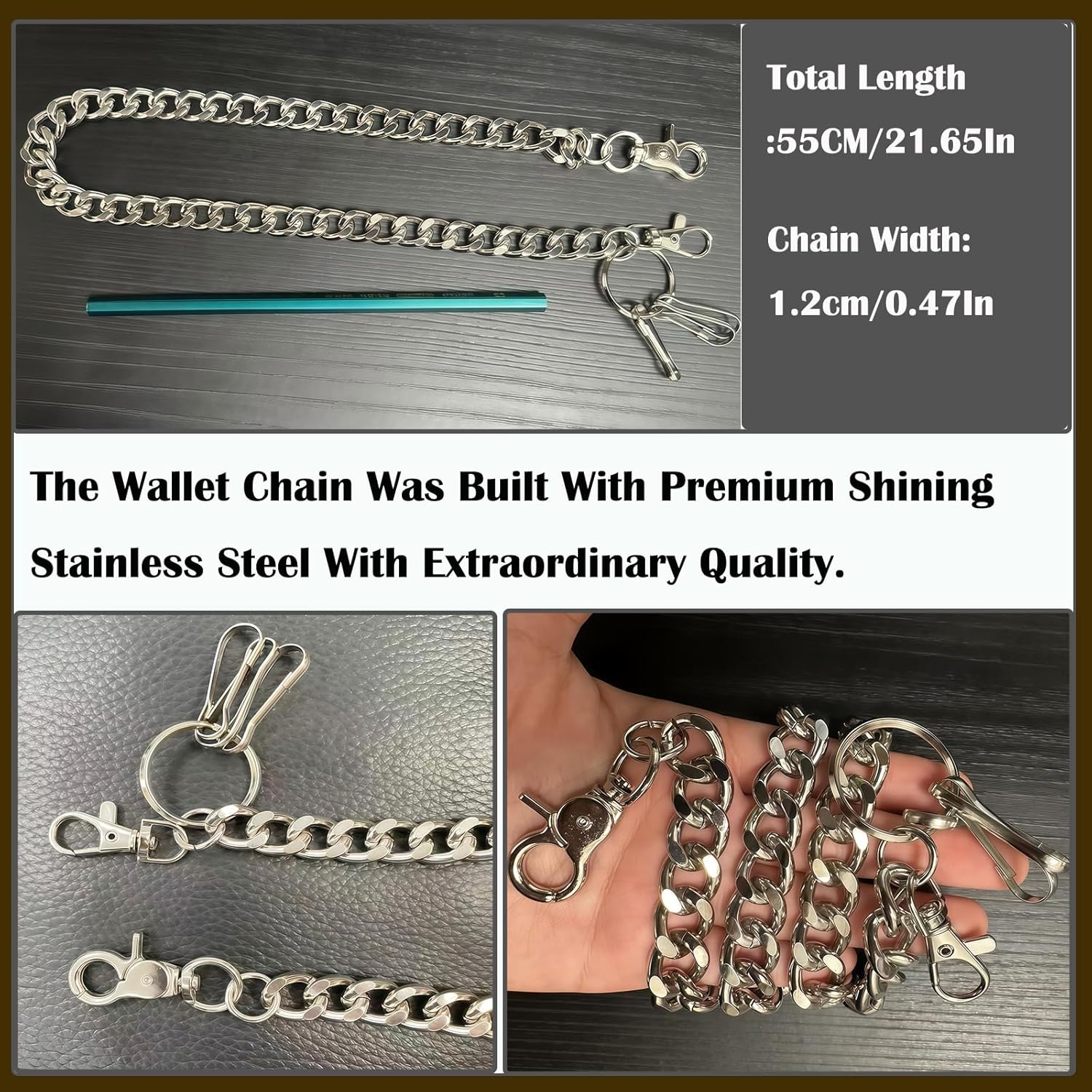 Wallet Chain, Heavy Duty Pant Chain, Jeans Chains Trend Fashion Keychain, Waist Chain Belt for Men Women Boy Girl - Image 3