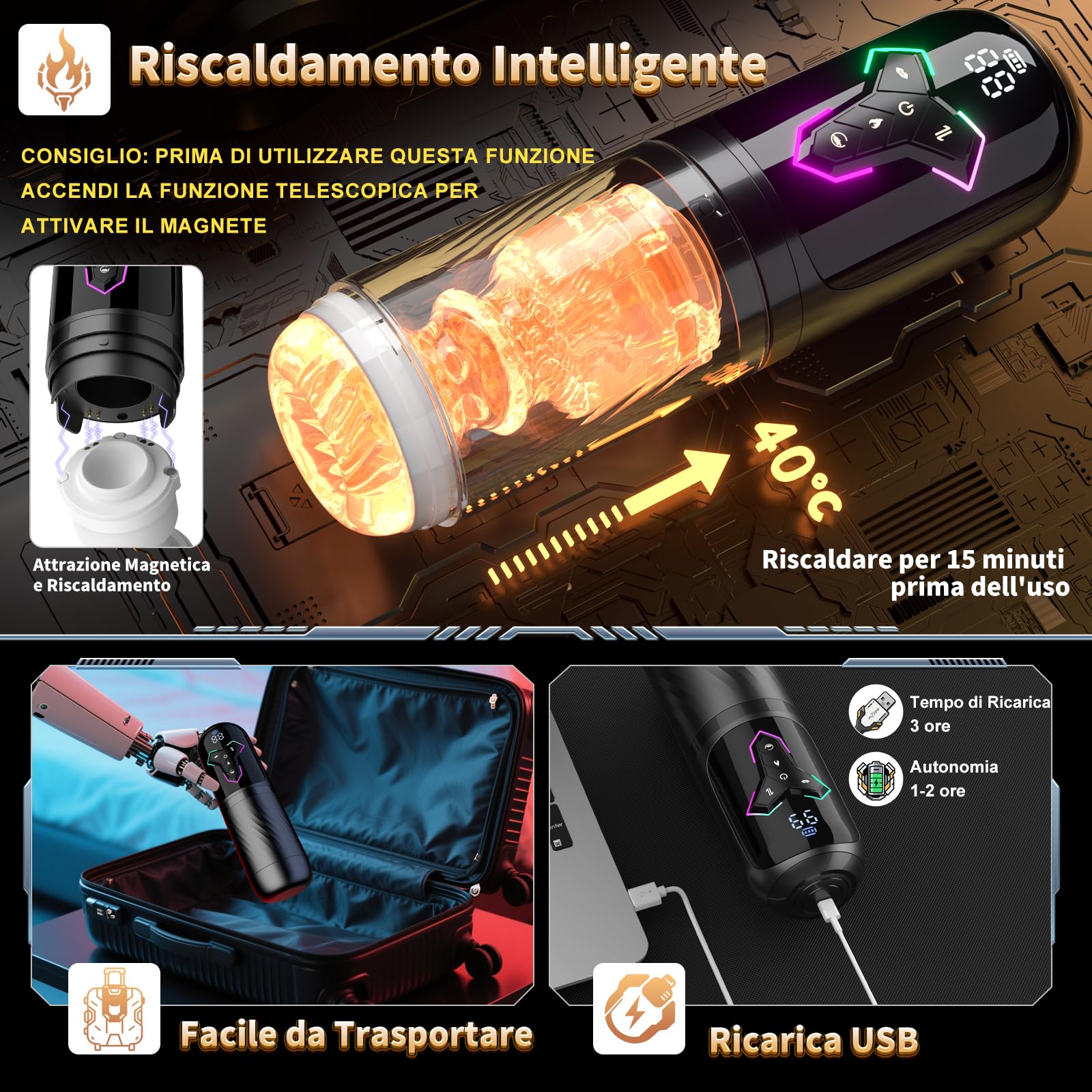 Masturbatore Uomo Sex Toys Interattivo con IA, Masturvatore per Uomo Realista con 10 Modalità Vibrazione 7 Telescopiche e 5 Suzione, Vagina a Riscaldamento Rapido, Sexytoysys Coppia con Controllo APP