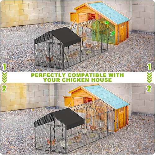 Miniatura 2 de Gallinero de metal grande para 10-12 pollos de 120 pulgadas de largo x 40 pulgadas de ancho x 40 pulgadas de alto, con cubierta y columpio, corral