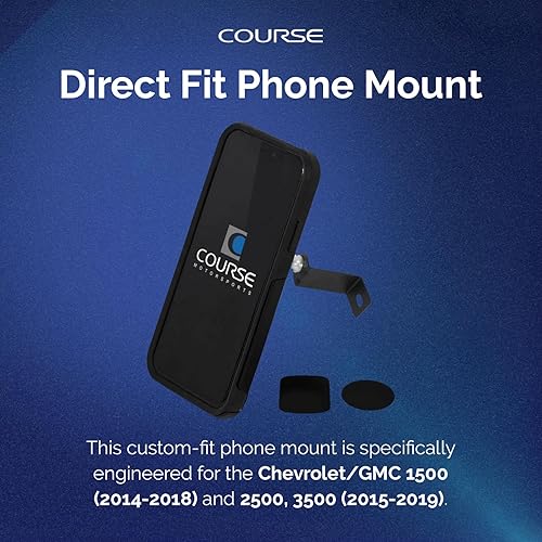 Course Motorsports DirectFit - Soporte de teléfono - Carga magnética o inalámbrica para ChevroletGMC 1500 (2014-2018) 2500, 3500 (2015-2019)