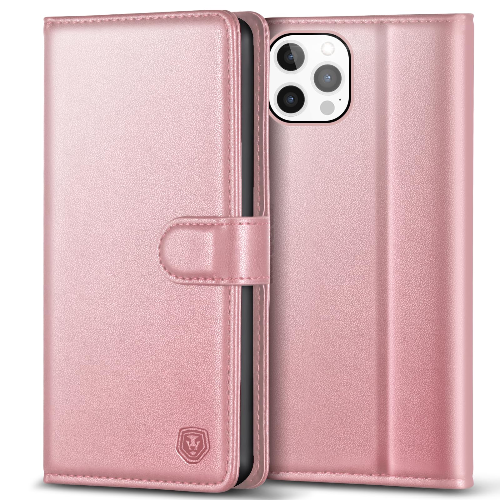 Kuafcase Compatible for iPhone 12 Pro Max Case with 4 Card Slots Magnetic Closure Kickstand Shockproof Protective Phone Case Compatible for iPhone 12 Pro Max