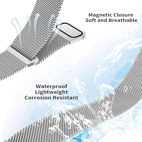 Miniatura 4 de Correa magnética para mujer compatible con Apple Watch Band 1.496 in 1.575 in 1.614 in 1.654 in 1.732 in 1.772 in, correa de acero inoxidable