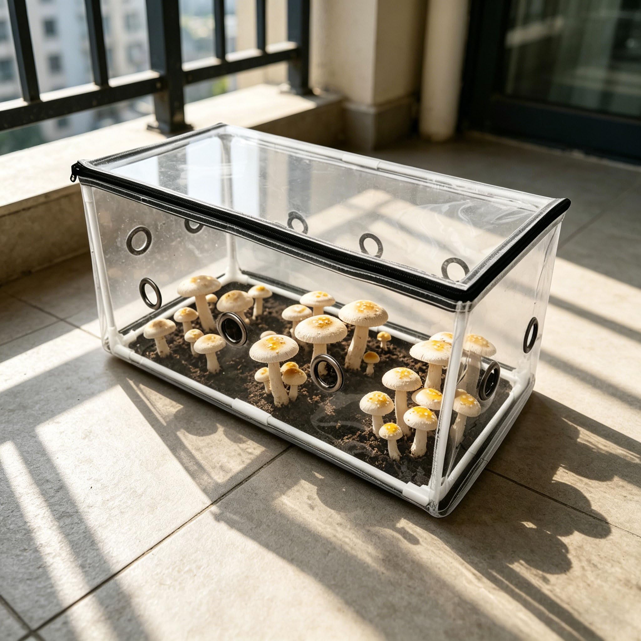 Kit de culture de champignons avec housse en PVC et bouteille d'arrosage régulée