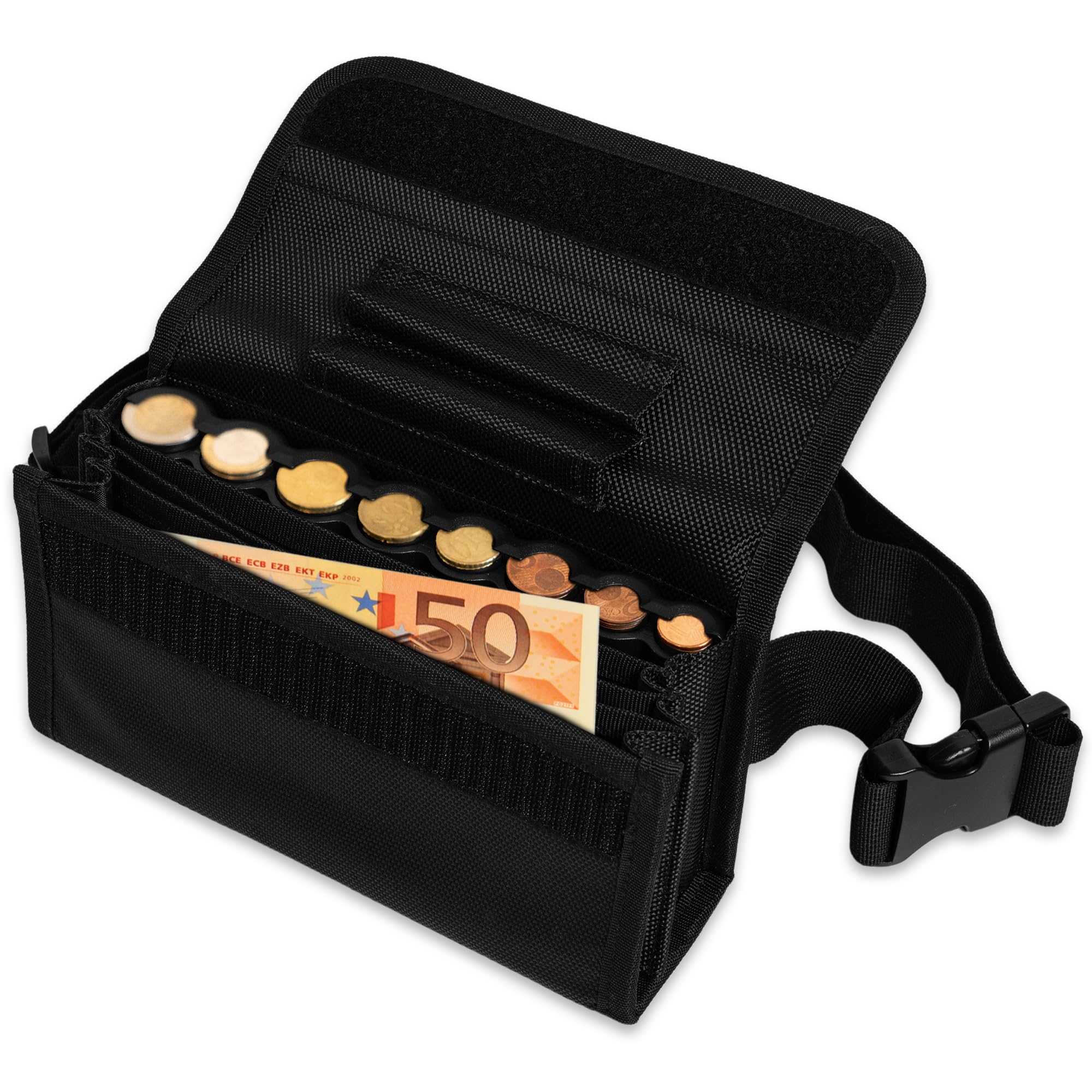 Bolso Camarero Organizador De Dinero Portamonedas Clasificador De Monedas Ideal para Monedero Taxista o Riñonera De Trabajo Organizador Porta Monedas Profesional Resistente Y Ajustable