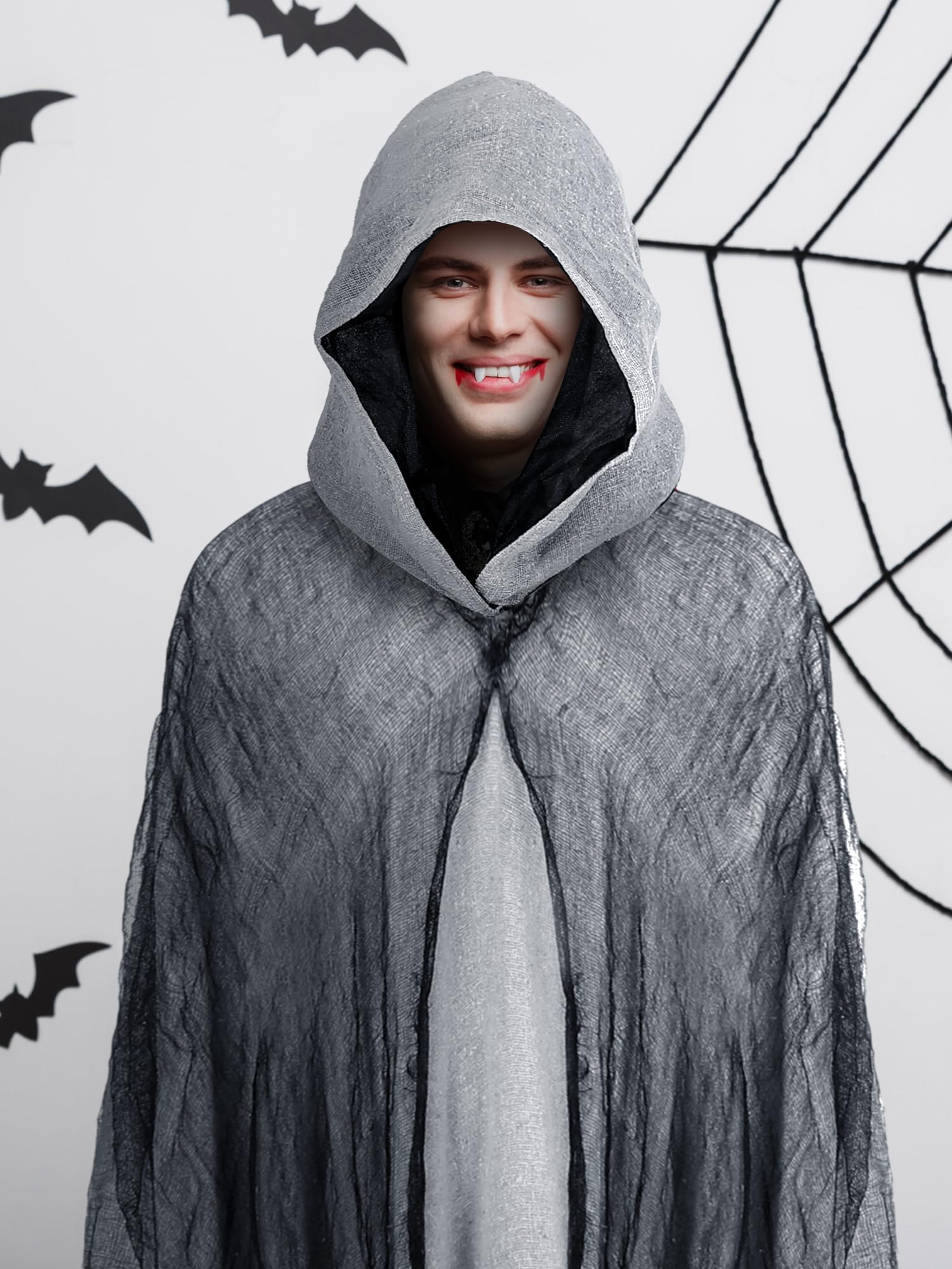 Geyoga Peleryna z kapturem na Halloween, średniowieczny kostium czarodzieja lub kostuchy do cosplayu dla dorosłych.