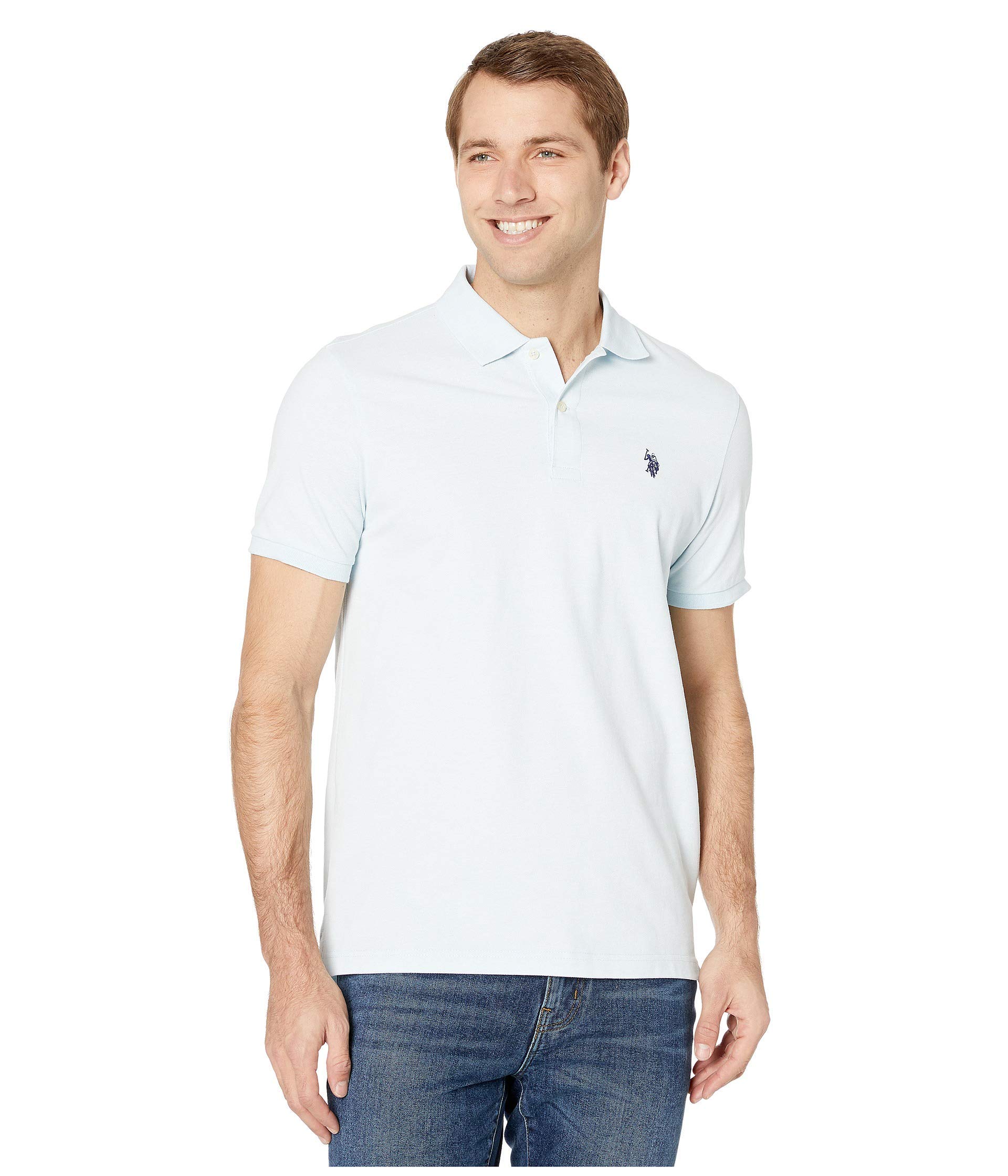 U.S. Polo Assn. Men's Classic Polo Shirt, Two-Button Closure Pique Polo Shirt, Summer Fashion Golf Shirt | Two-Button Closure Pique Polo Shirt, Summer Fashion Golf Shirt X-Large Tahoe Blue Heather