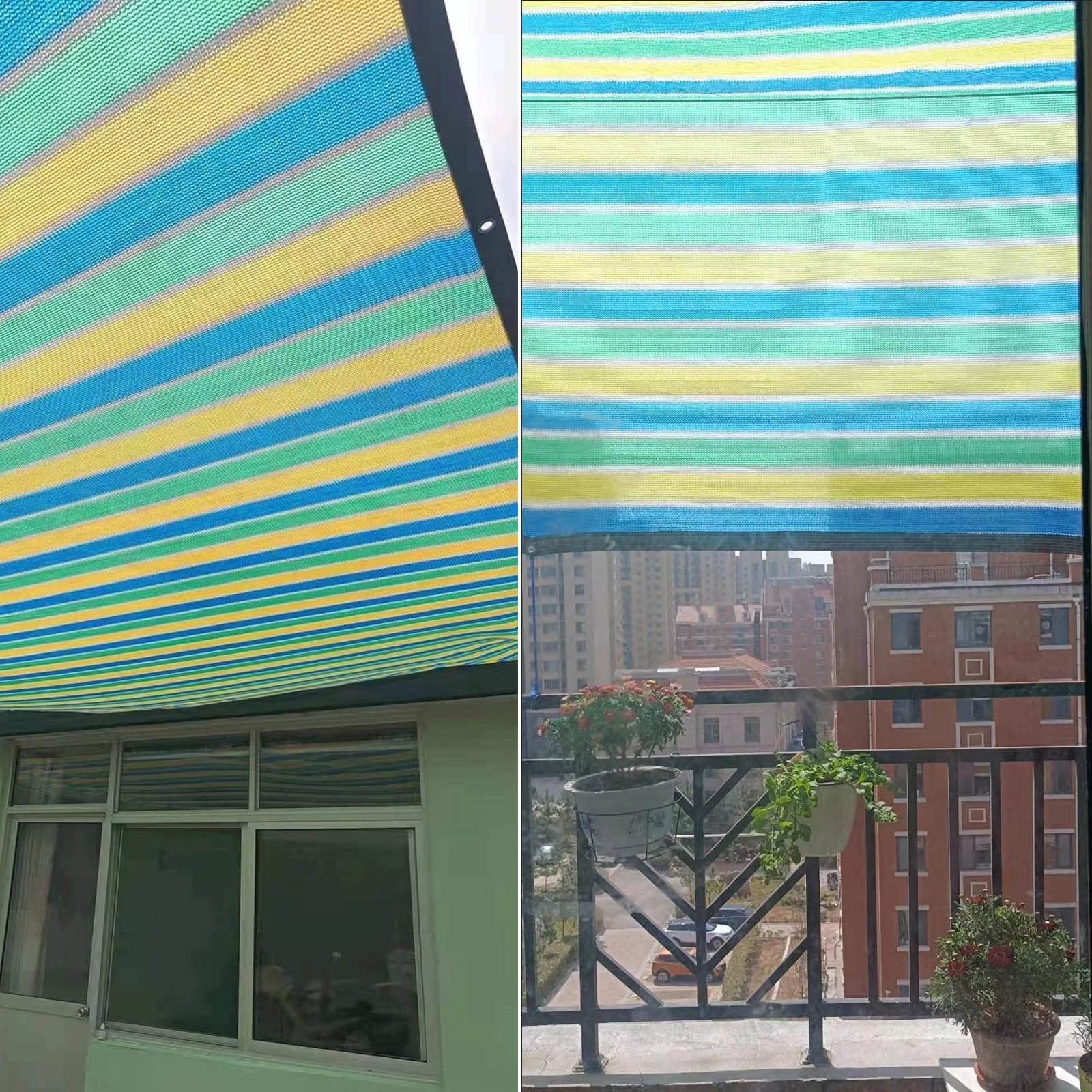 Juego de 2 anillos reculares coloridos de alta calidad, resistentes al viento, bloqueo UV 85% permeable al aire para jardín, balcón y patio, juego Clete Attacent incluido