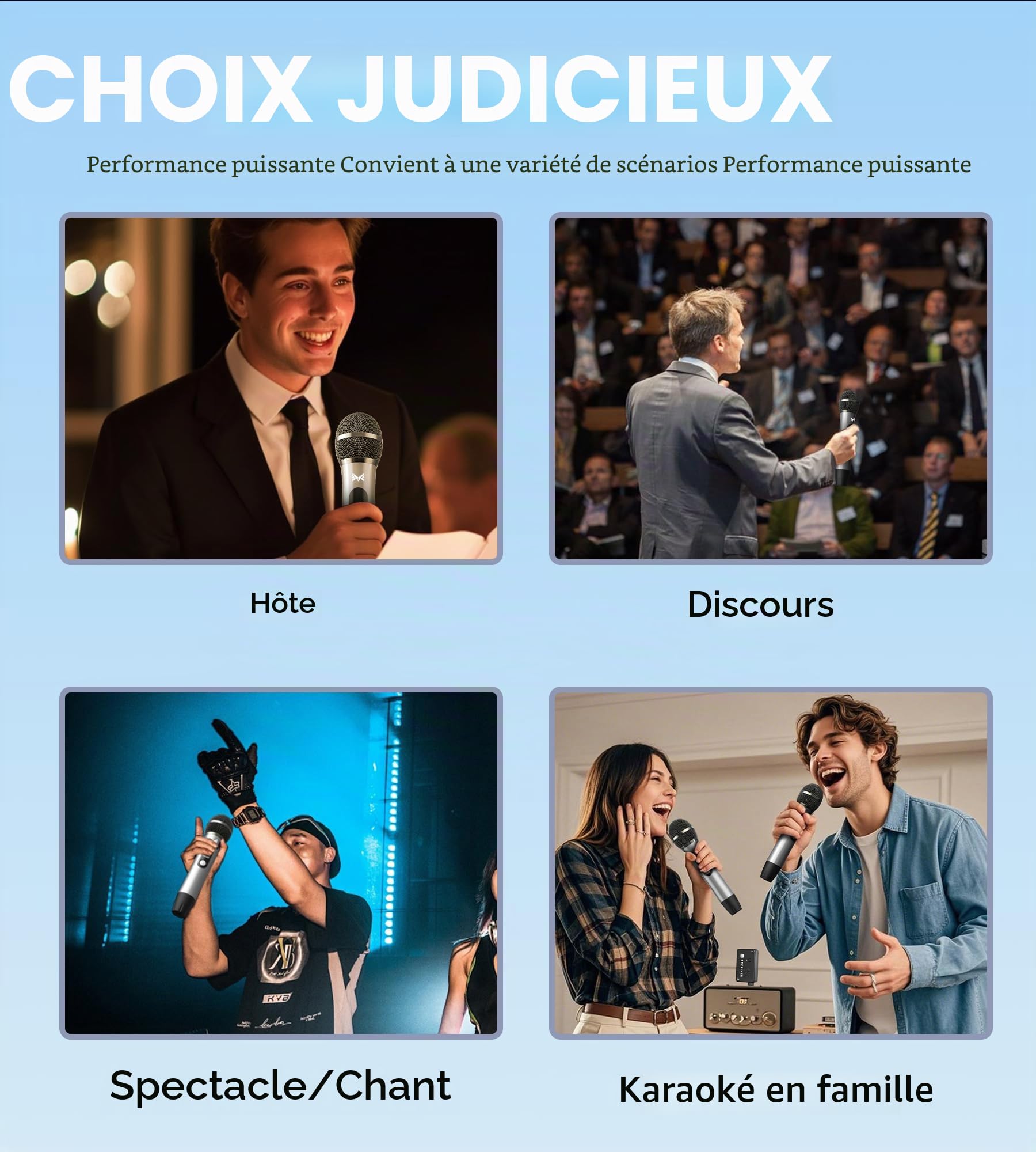 Micro sans Fil, Micro Sans fil Avec Connexion Par Puce Individuelle, Autonomie de 40 h, Réception à 60 m, Microphone à Tube Semi-Métallique Pour Chant, Enregistrement Vidéo, Soirées à Domicile (Noir)