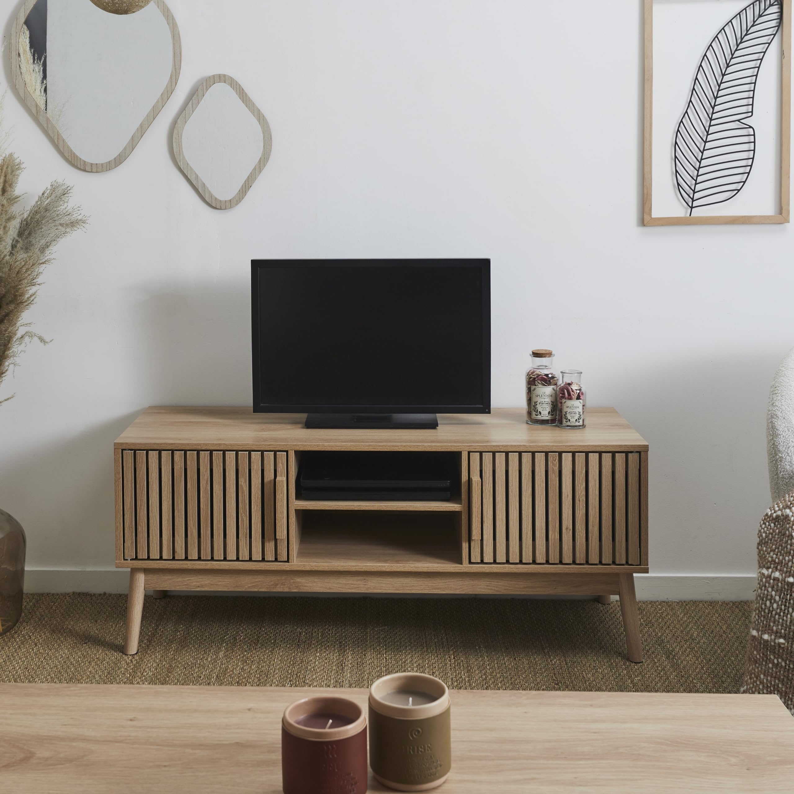 HOME DECO FACTORY, HD0088, TV bassa, modello Klaus, collezione Natural Crush, mobili contemporanei, mobili, TV, 117 x 48 x 40 cm, Marrone