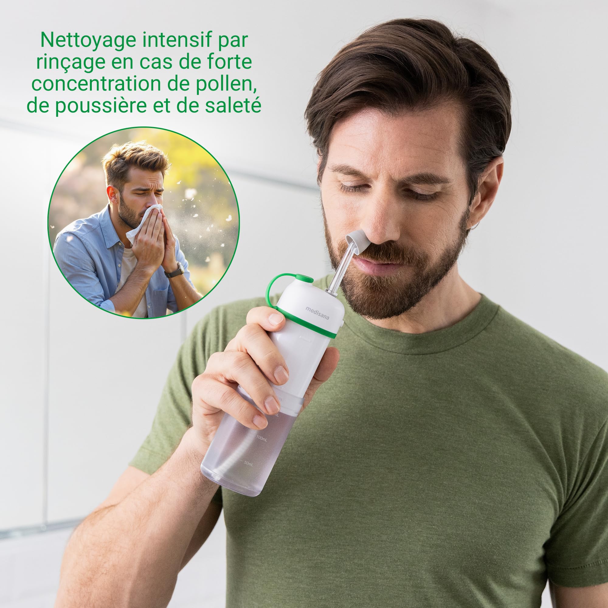 medisana NI 200 douche nasale électrique pliable, sinus rinse | pour adultes, enfant et bébé, nettoyeur nasal pour le nettoyage du nez avec design pliable