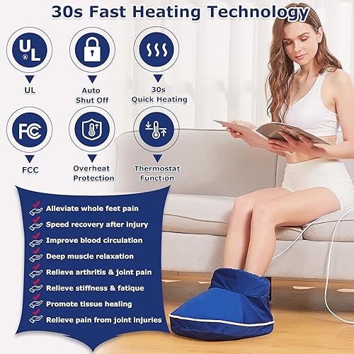 Miniatura 2 de CAMECO Calentadores de pies térmicos para mujeres y hombres, almohadilla térmica eléctrica de pies para aliviar el dolor de la neuropatía de los