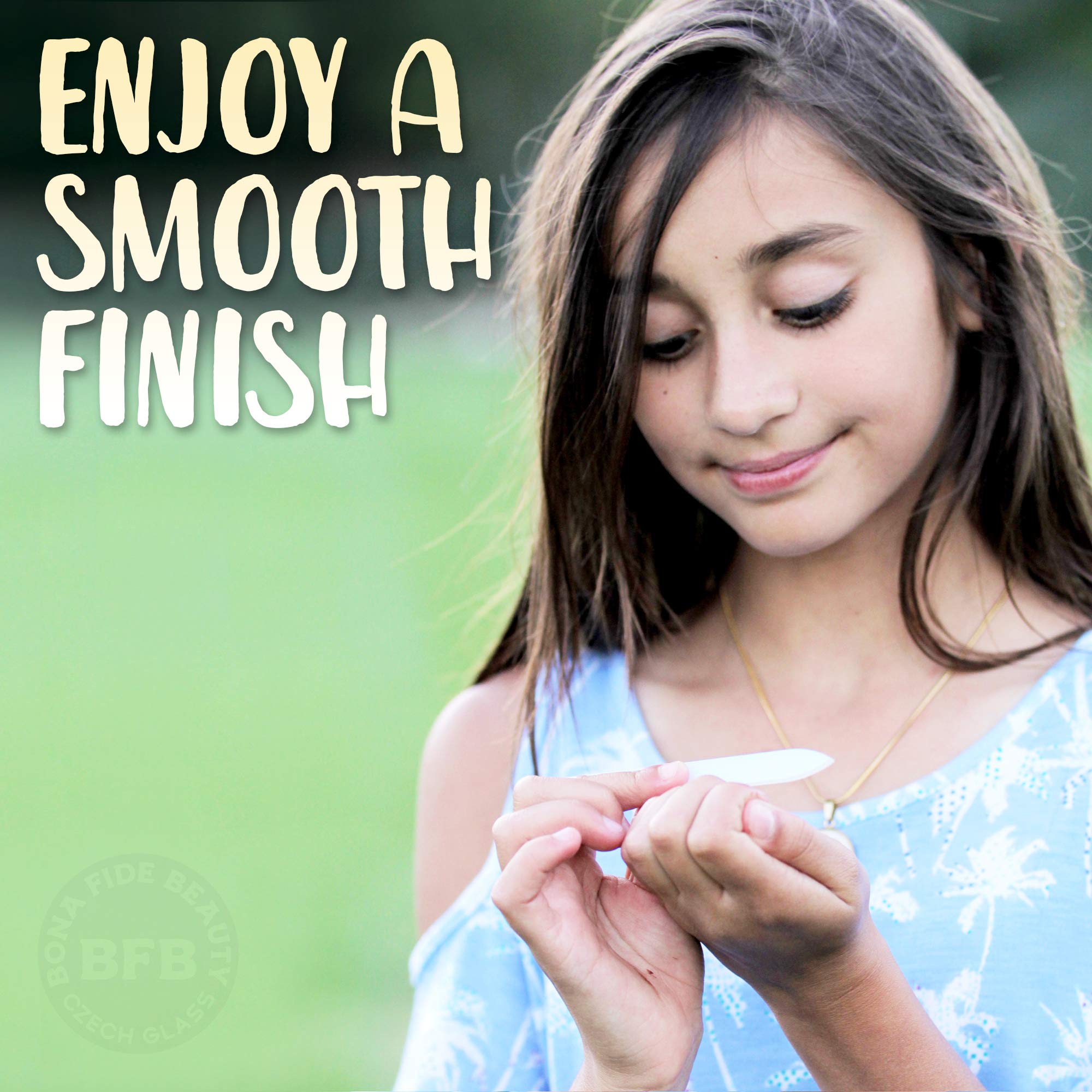 Glass Nail File with Case, Bona Fide Beauty Glass Fingernail File for