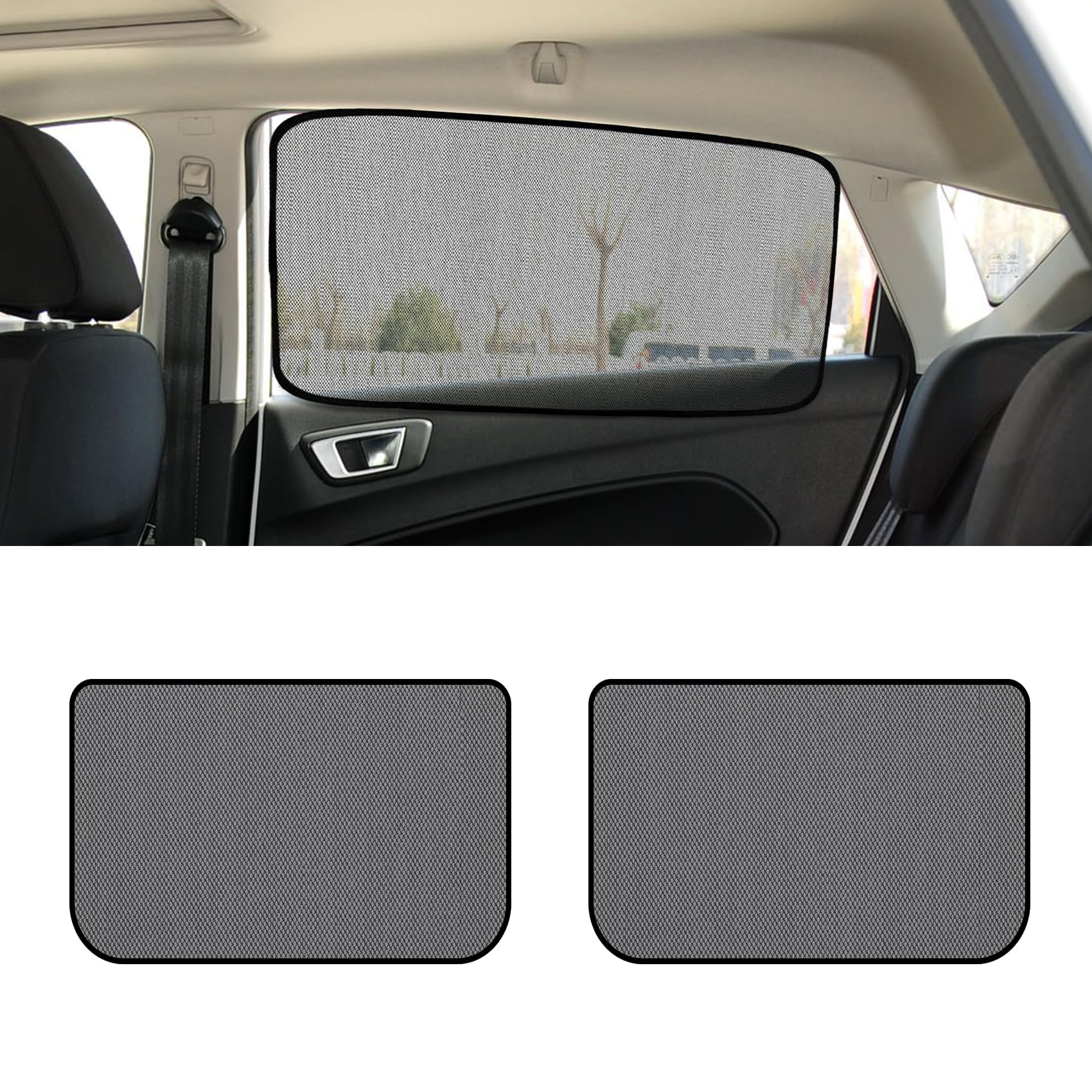 WINUERK Car Side Window Sun Shades, Magnetic Blackout Car Curtains with UV Rays Protection, Universal Auto Priavcy Curtains Breathable Mesh Auto Window Screen Shades for Cars (Black-Rear Side)