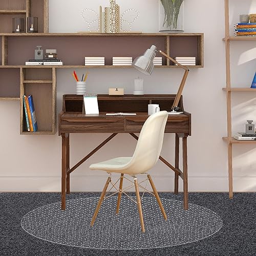Miniatura 9 de Tapete para silla de oficina para alfombra, 39 x 39 pulgadas, tapete redondo para silla de juegos con partículas antideslizantes, protector de suelo