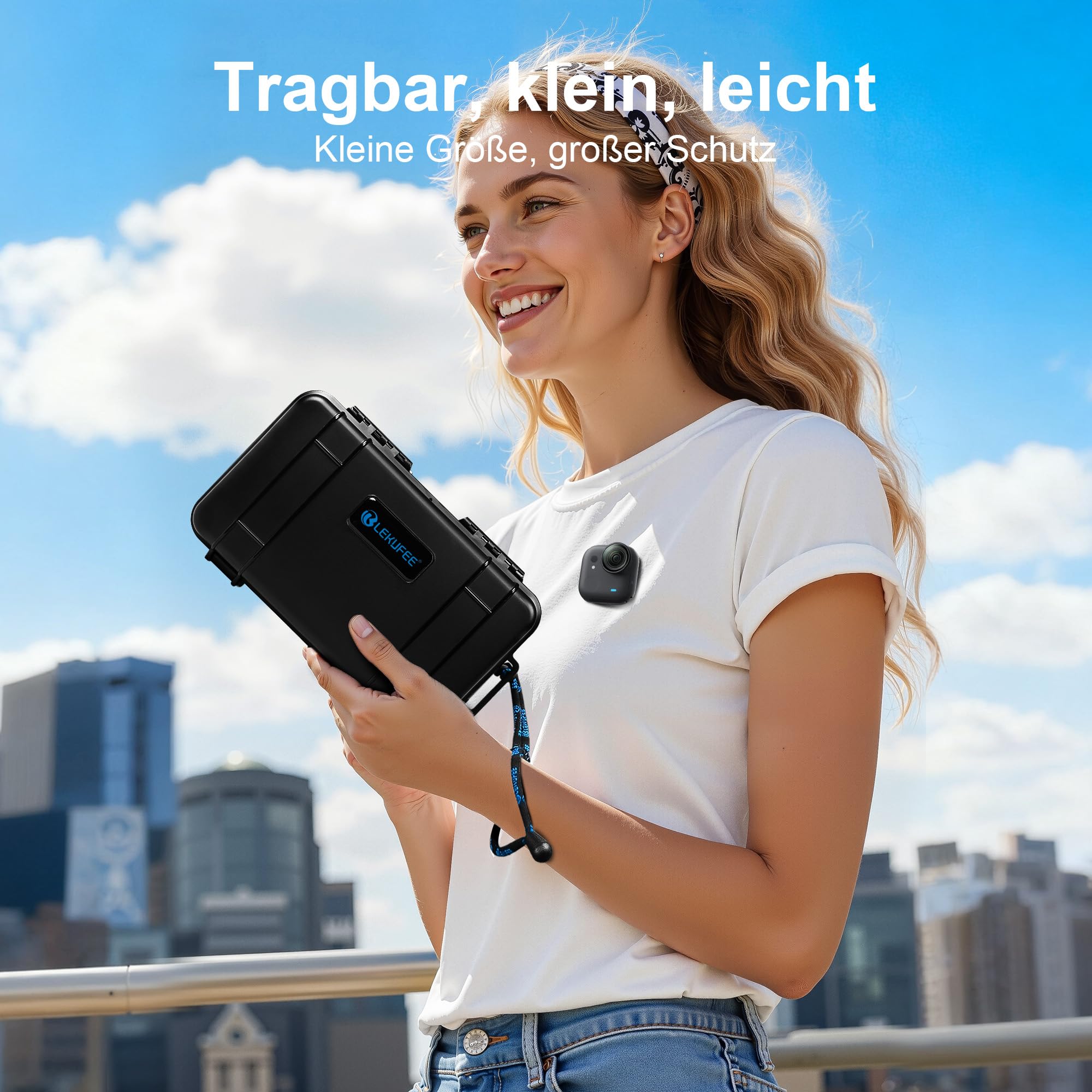 LEKUFEE Reise-Wasserdicht Reisekoffer für Insta360 GO Ultra, Standard-Bundle, Creator-Bundle und weiteres Zubehör (nur Koffer & Tasche)