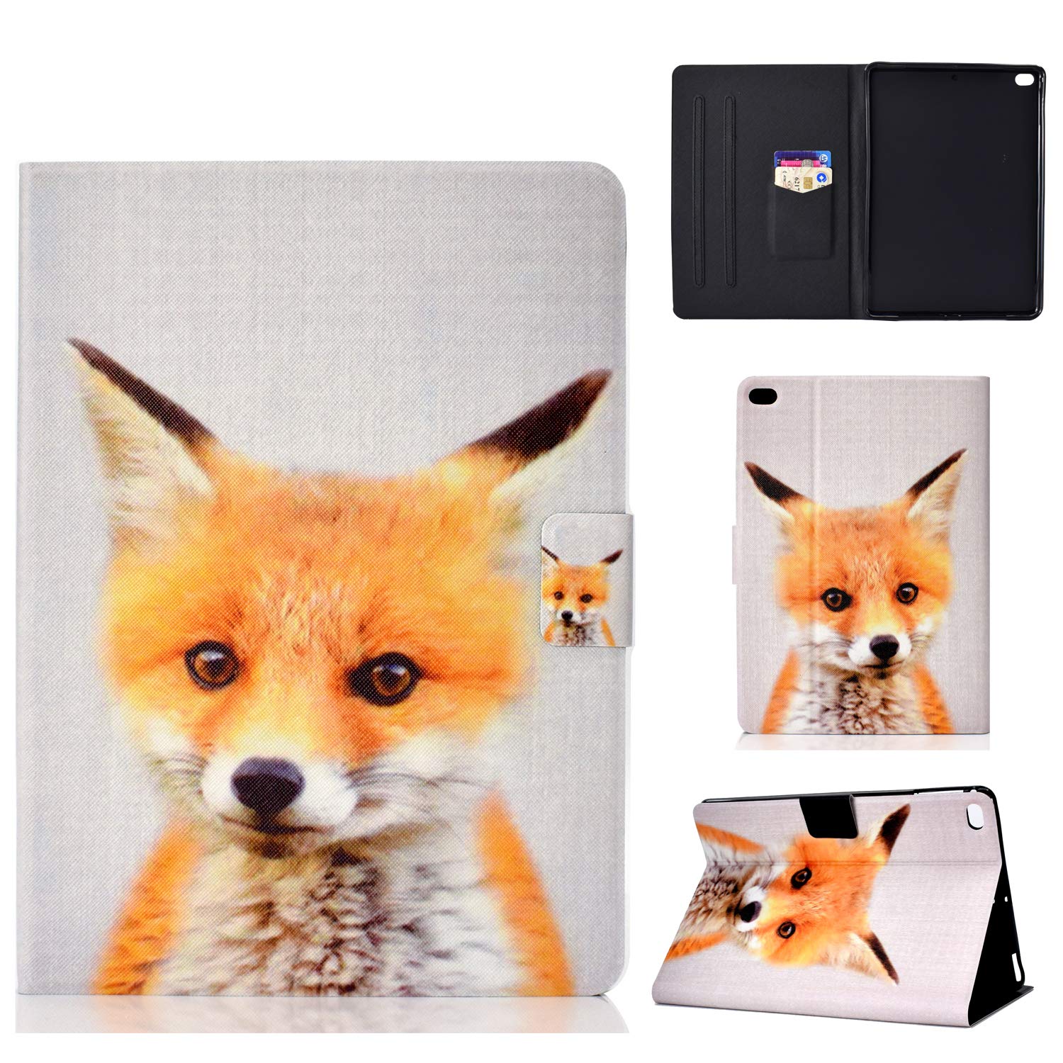 JUNJIU Case for IPAd Air 2 / iPad Air 9.7 inch2018/ 2017 General Purpose. Multi-Position Multi-Angle Stand,with Pen Slot with Auto Sleep/Wake for ipad Air 2 / iPad Air 9.7 inch-Fox