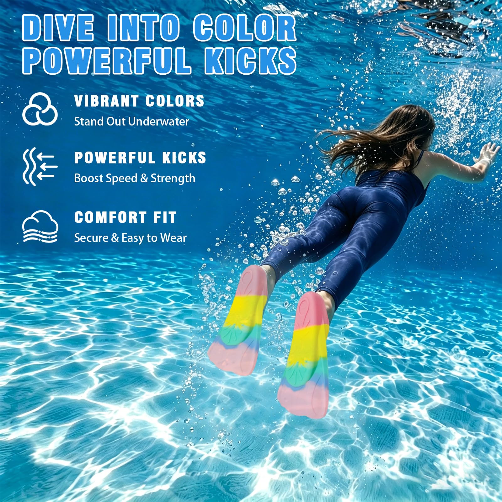 Schwimmflossen Kinder - Flossen Kinder Silikon - Kurzflossen für Kinders Erwachsene - Taucherflossen für Schwimmtraining, Freiwassertraining, Schnorcheln, Anfänger