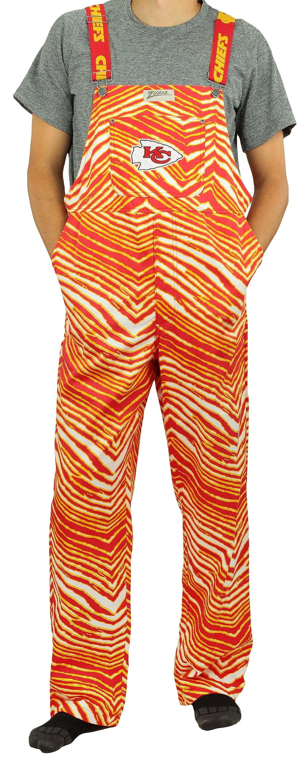 Zubaz NFL Unisex Adult Overalls Zebra Bib Overalls with Zebra Lined or Lightweight Options – Authentic Team Apparel