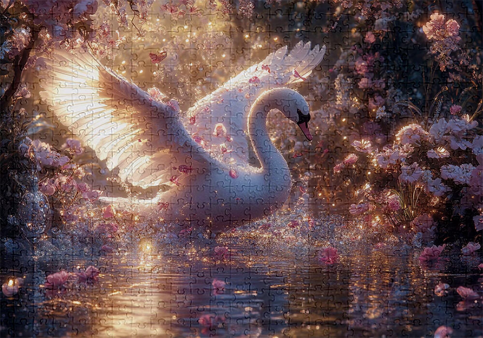 Puzzle 4000 elementów łabędź puzzle dla dorosłych kwiaty 141 x 87 cm Unikalne rzemiosło klasyczne drewniane układanka 3D do rodzinnych gier biznesowych, układanka do samodzielnego wykonania nawet do