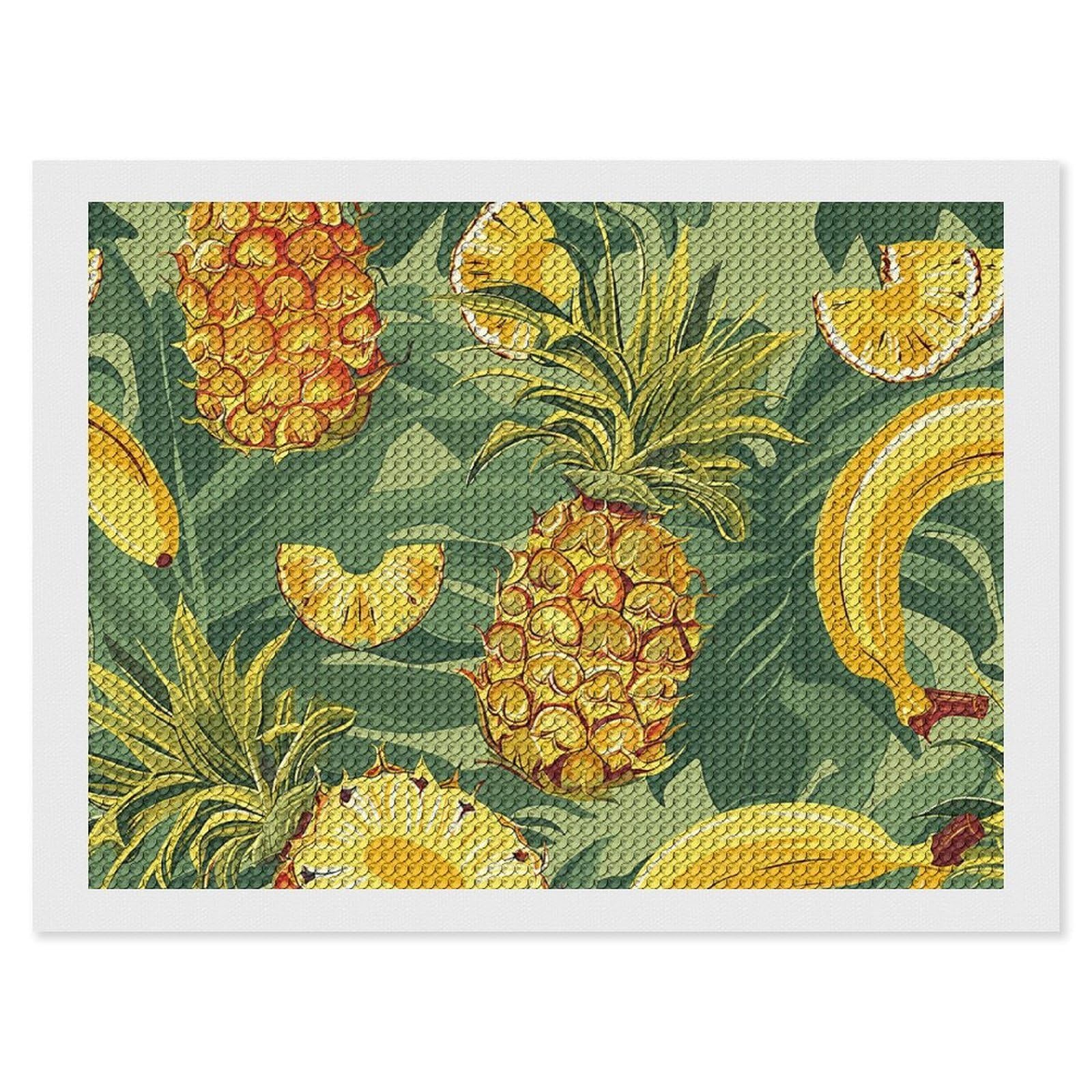 NONHAI Diamond Painting Kits for Adults - DIY Diamond Art Kits for Beginners - Full 5D Paint Drill Diamond Dots Paintings- Pineapple and Banana Diamonds Pictures Gem Art and Craft Wall Decor 12"x16"