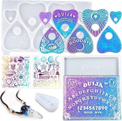 Spirit Board - Moldes de silicona para planchette, resina epoxi, dije de calavera de cuervo, películas holográficas transparentes, suministros de