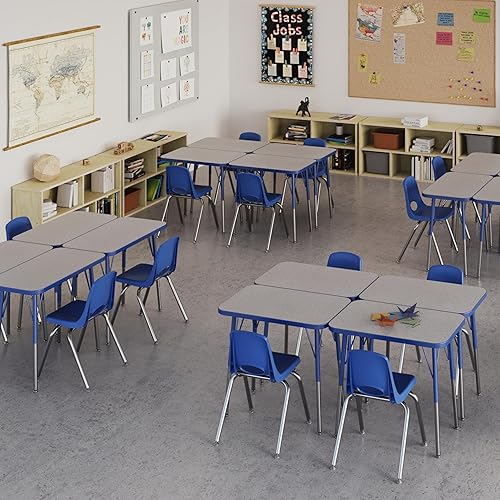 Miniatura 167 de Factory Direct Partners 10355-BL Silla escolar apilable de 10 pulgadas, asiento apilable para estudiantes con patas de acero cromado y rodamientos