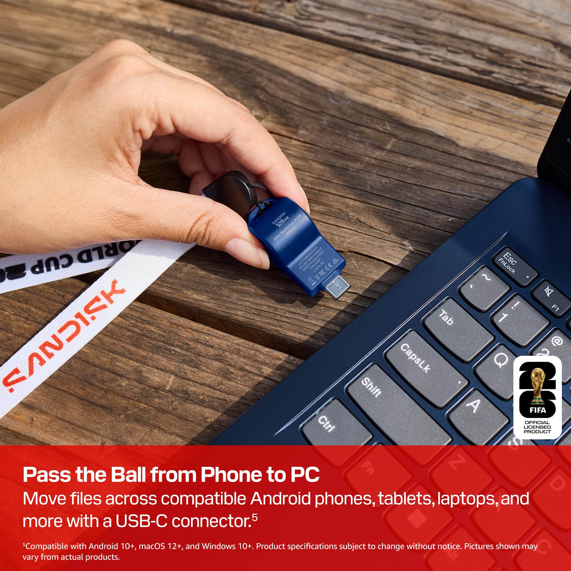 Amazon | SANDISK 128GB USB-C フラッシュドライブ FIFAワールドカップ