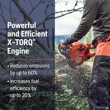 Husqvarna 135 Mark II Gas Powered Chainsaw, 38-cc 2.1-HP, 2-Cycle X-Torq Engine, 16 Inch Chainsaw with Automatic Oiler, For Wood Cutting and Tree Pruning, Gifts For Men