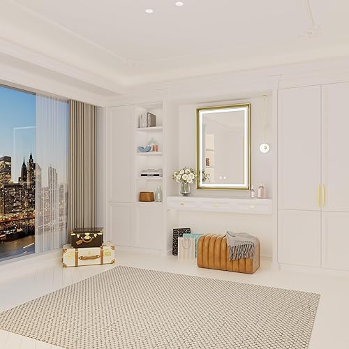 Miniatura 7 de Espejo LED de 24 x 36 pulgadas para baño, marco negro, espejo de baño con luces, regulable, antiniebla, 3 colores de temperaturas 3000 K4500 K6000 K