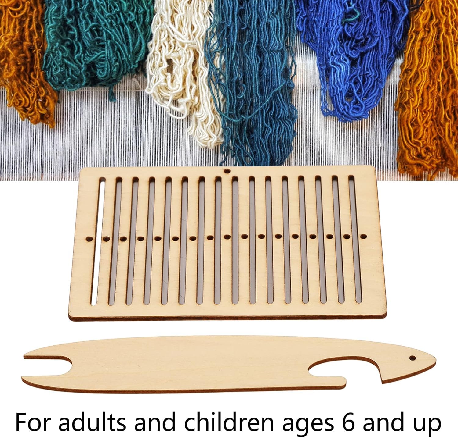 Curious Button Set of 2 Pcs Weaving Kit Wooden Ashford Heddle Stand, Backstrap Weaving Weaving Frame Tools Arts Crafts for Bracelet Bag Belt Camera Strap for DIY 1