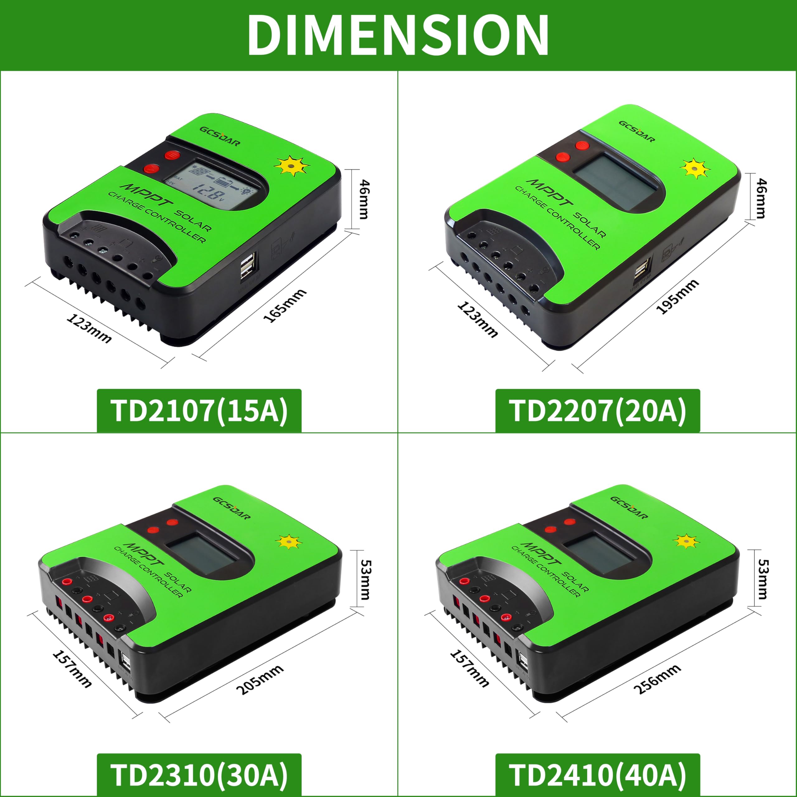 Regolatore di carica solare MPPT da 40 A, 12 V/24 V, regolatore automatico di carica da 100 V, adattatore WiFi integrato con display LCD per batterie AGM e Li-Ion ad immersione sigillate in gel