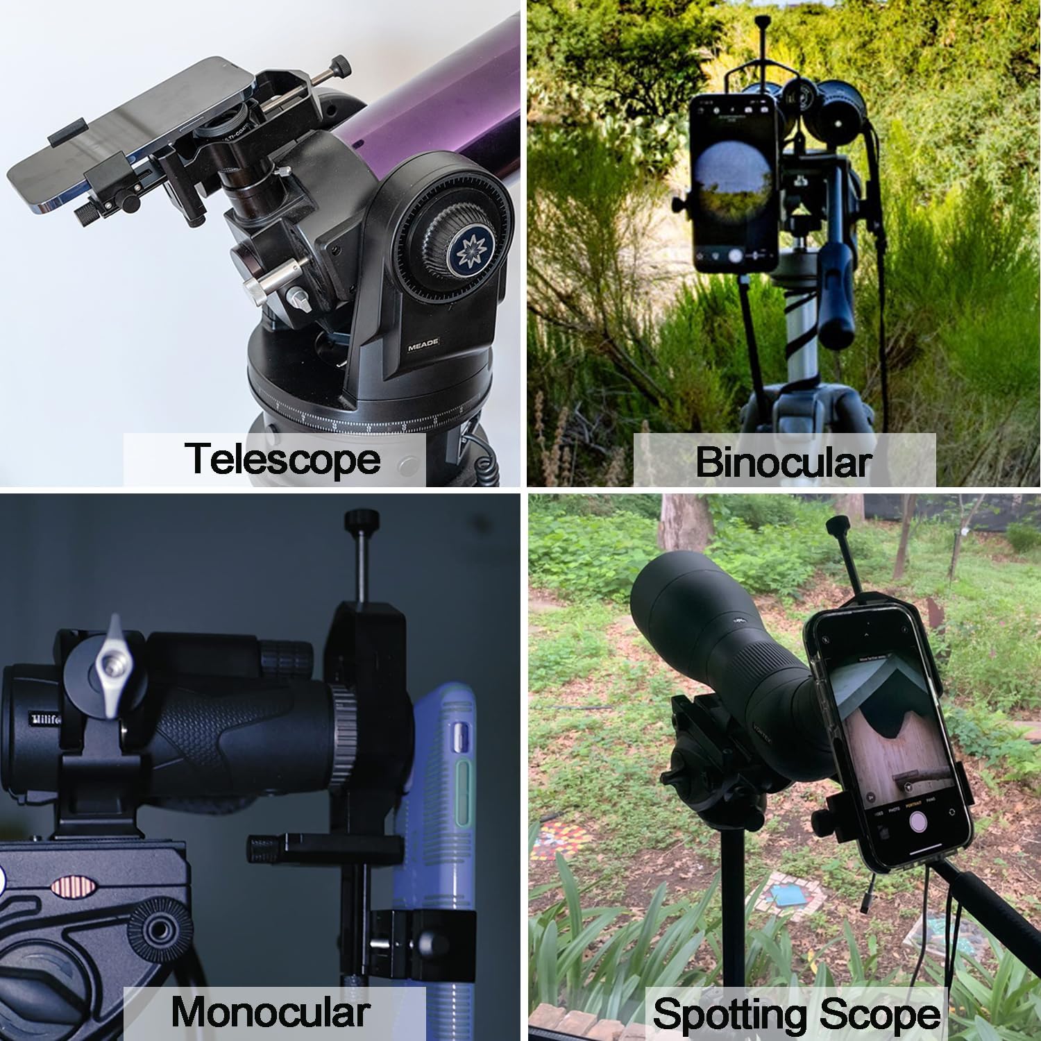 Universal 3-Axis Metal Digiscoping Adapter - High Precision Telescope Smartphone Holder for Spotting Scope Monocular Microscope Binocular Astrophotography|Cell Phone Mount Fits Lens Eyepiece 0.86-2.4"